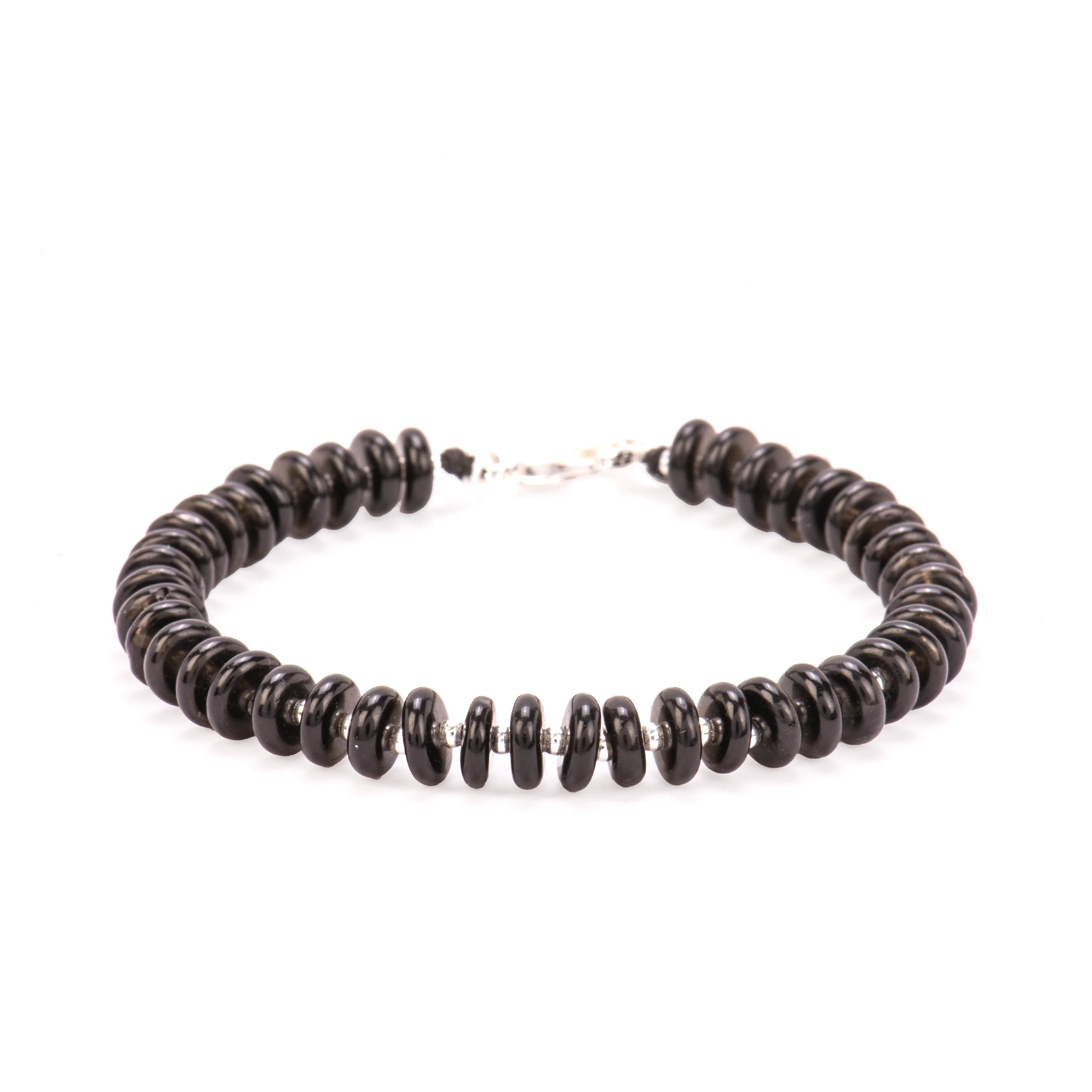 Pulsera de Plata de Ley 925 y Agata Negra acabado rodio - Laha
