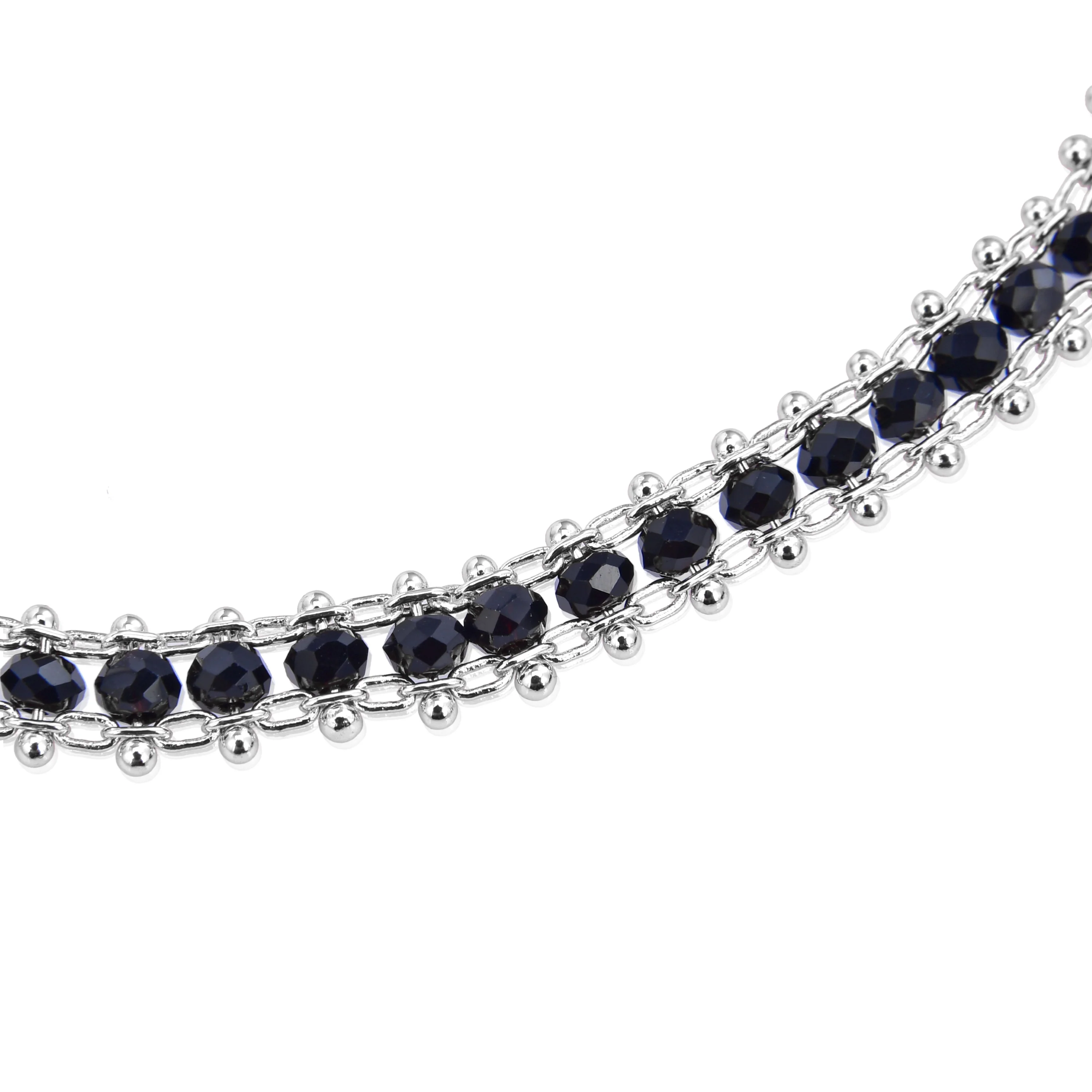 Pulsera de Plata de Ley 925 con Cristal Negro acabada en rodio - Lailai - Image 5