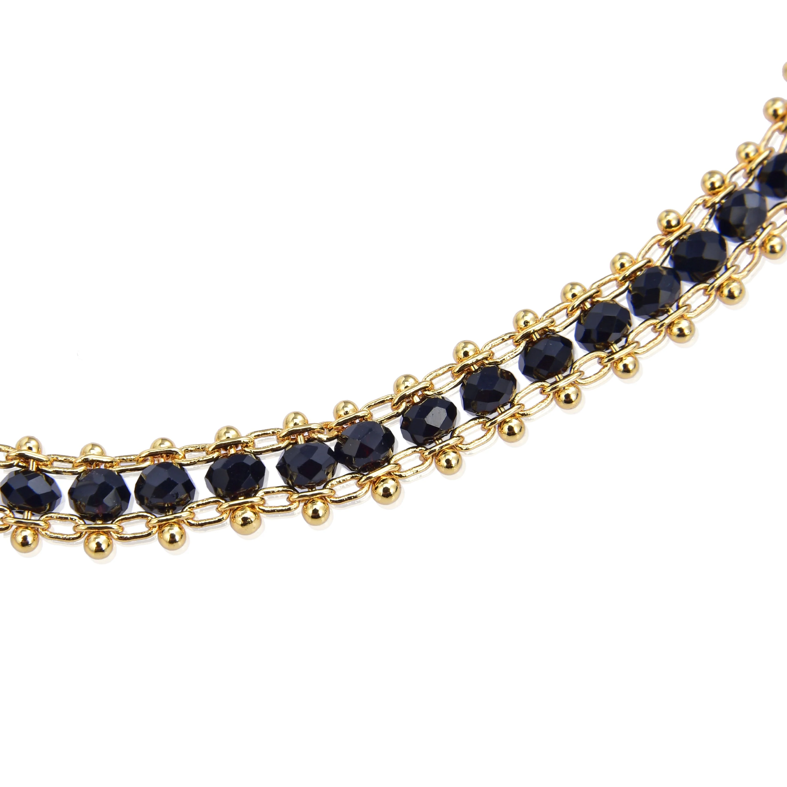 Pulsera de Plata de Ley 925 con Cristal Negro acabada en oro amarillo 18K - Lailai - Image 5