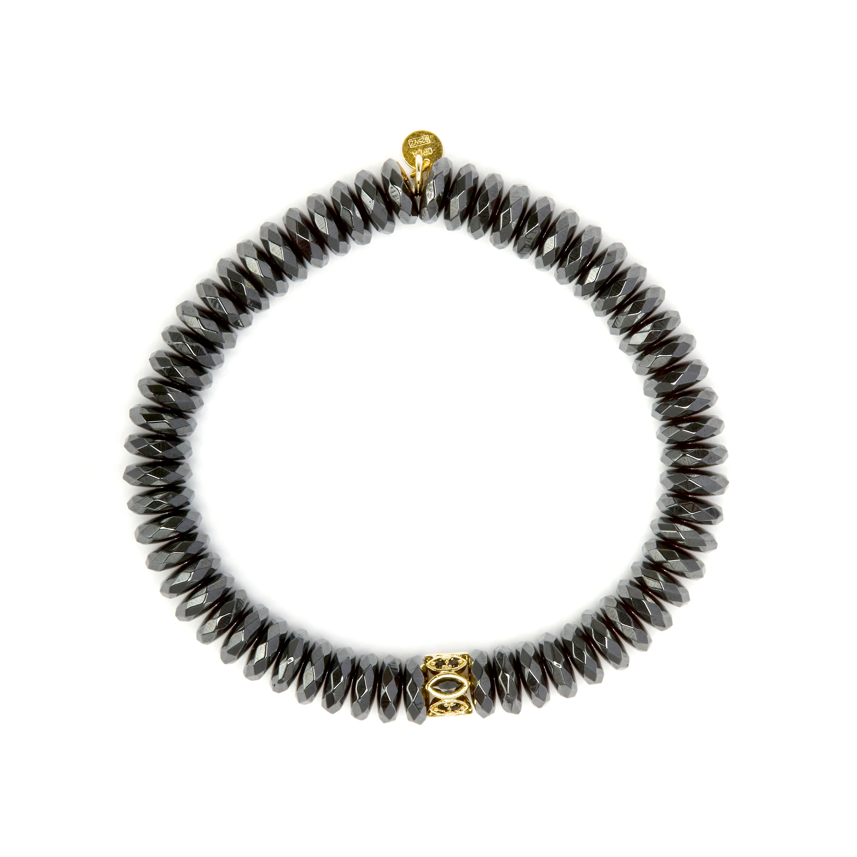 Pulsera de Plata de Ley 925 y Hematite acabado en oro amarillo 18k - Lakil - Image 3