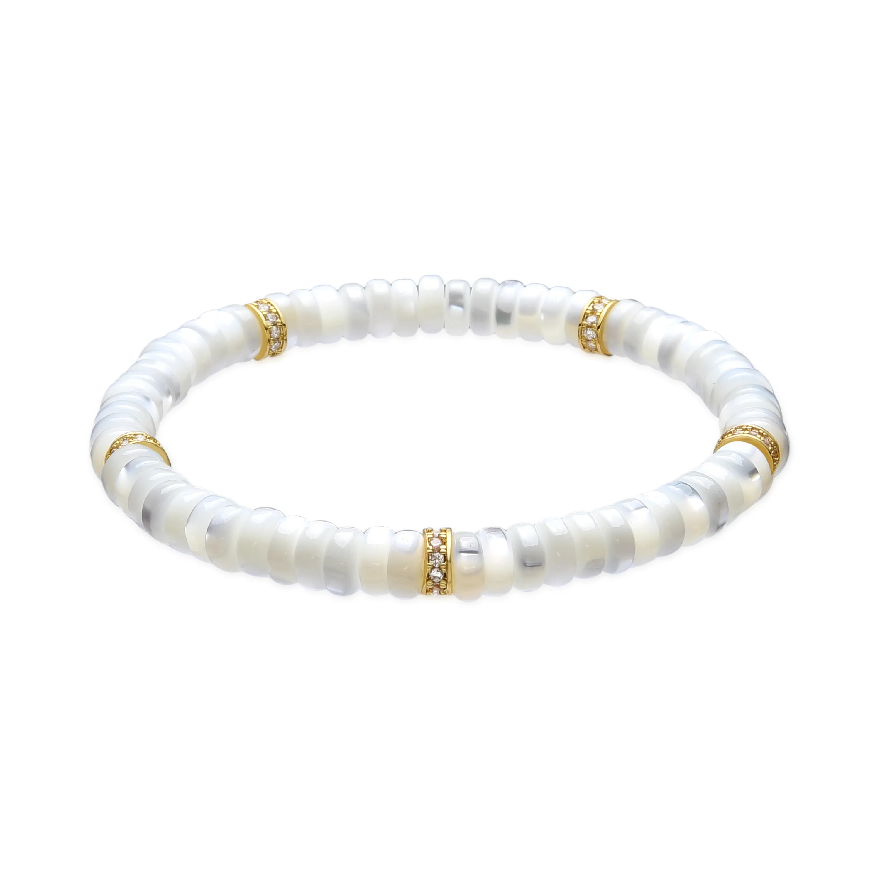Pulsera de Plata de Ley 925 y Madreperla Blanca acabado oro amarillo de 18k - Landir