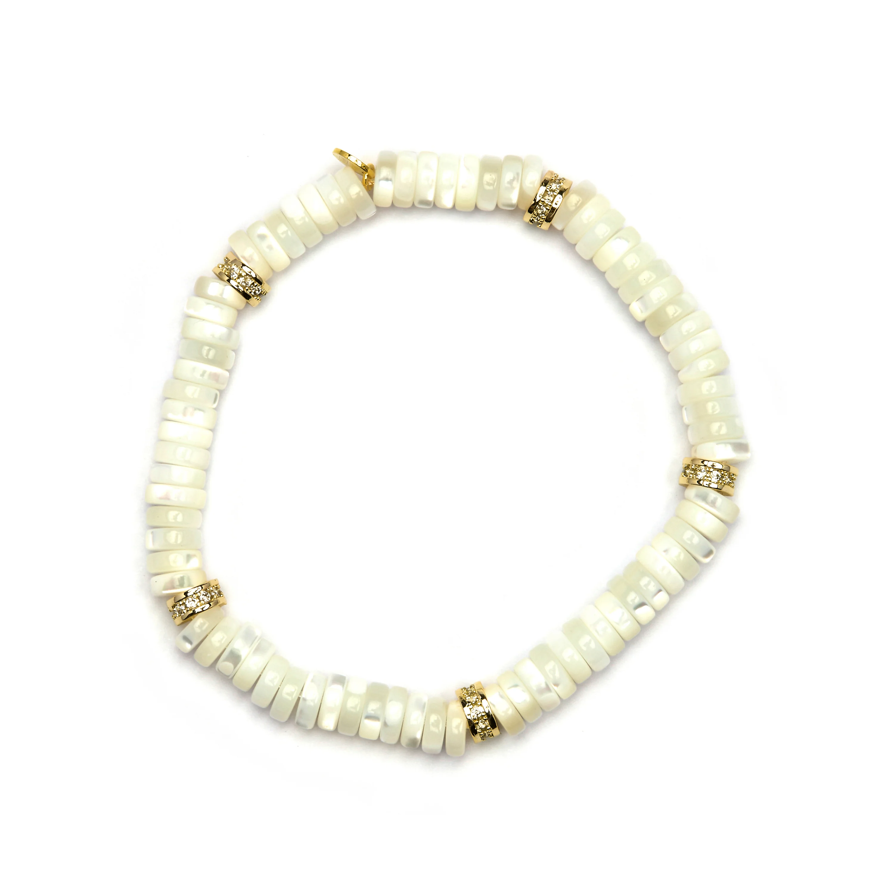 Pulsera de Plata de Ley 925 y Madreperla Blanca acabado oro amarillo de 18k - Landir - Image 3