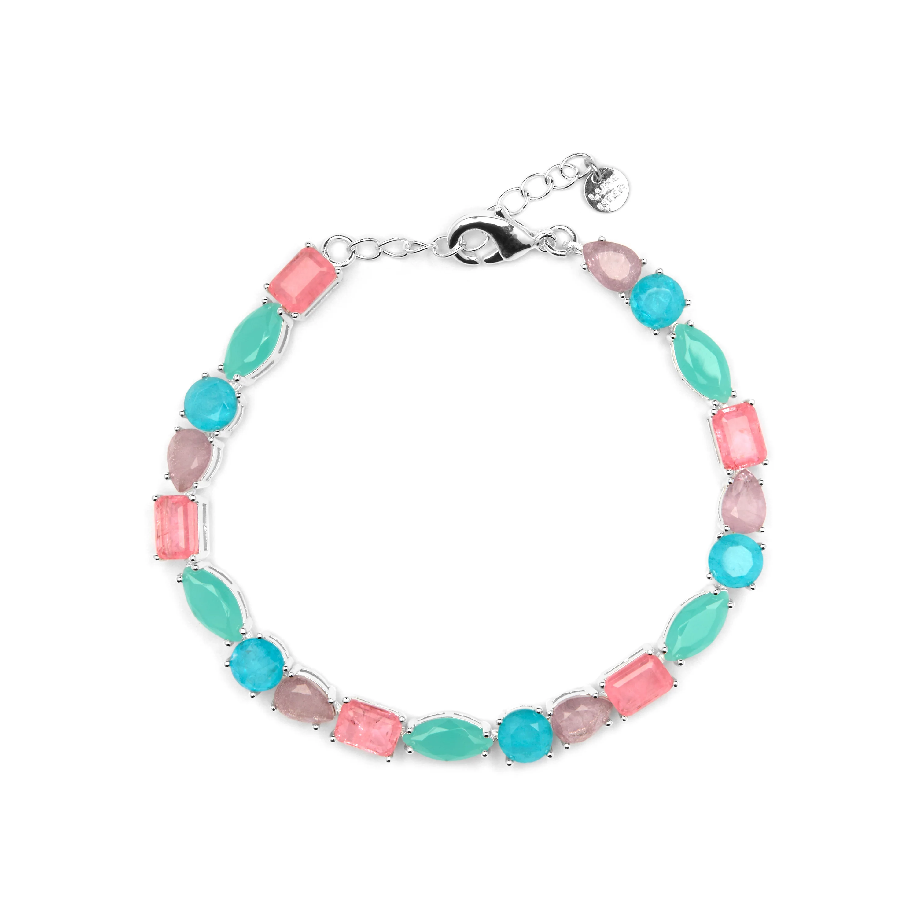 Pulsera de Plata de Ley 925 y Cuarzo Hidrotermal Multicolor acabado rodio - Larec - Image 3