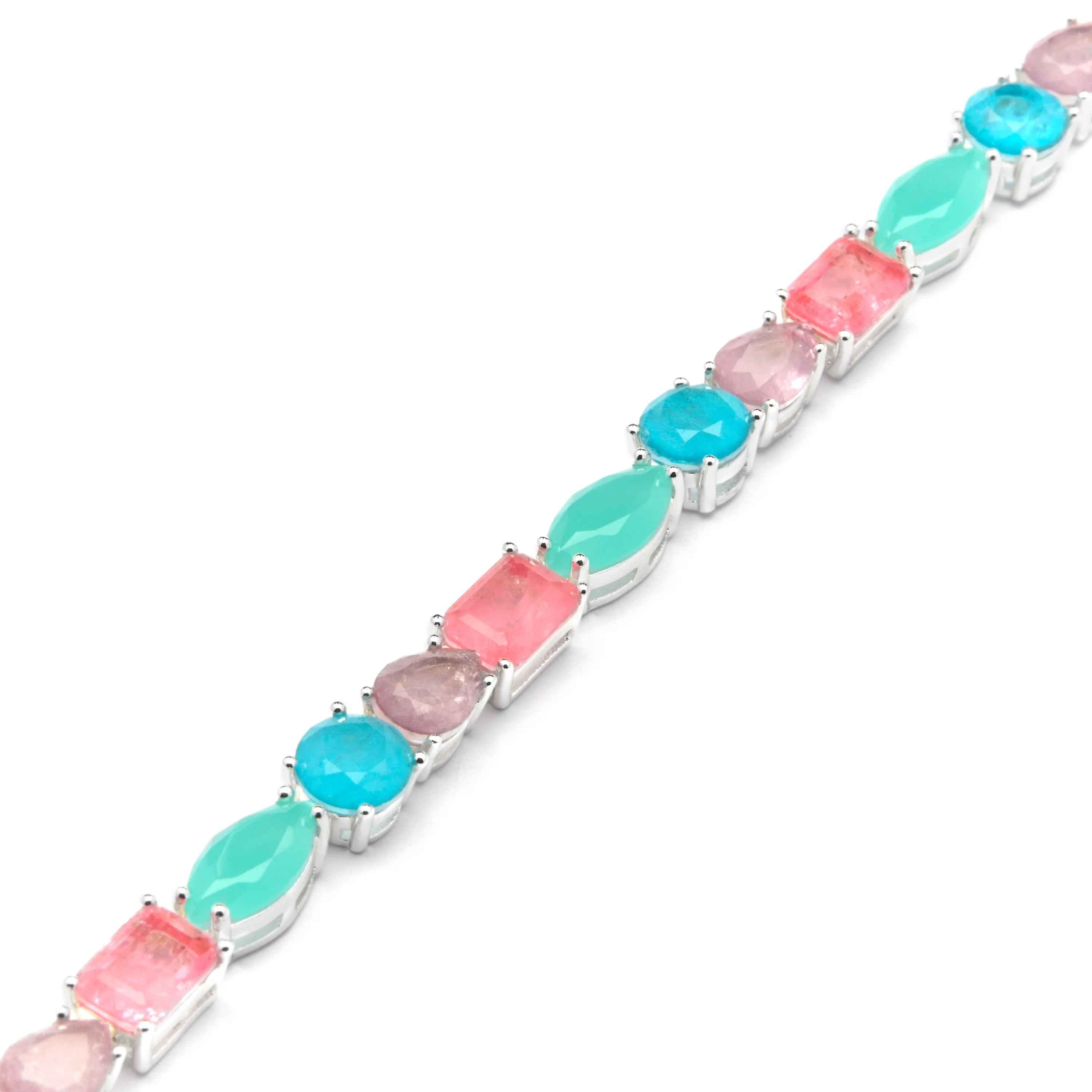 Pulsera de Plata de Ley 925 y Cuarzo Hidrotermal Multicolor acabado rodio - Larec - Image 5