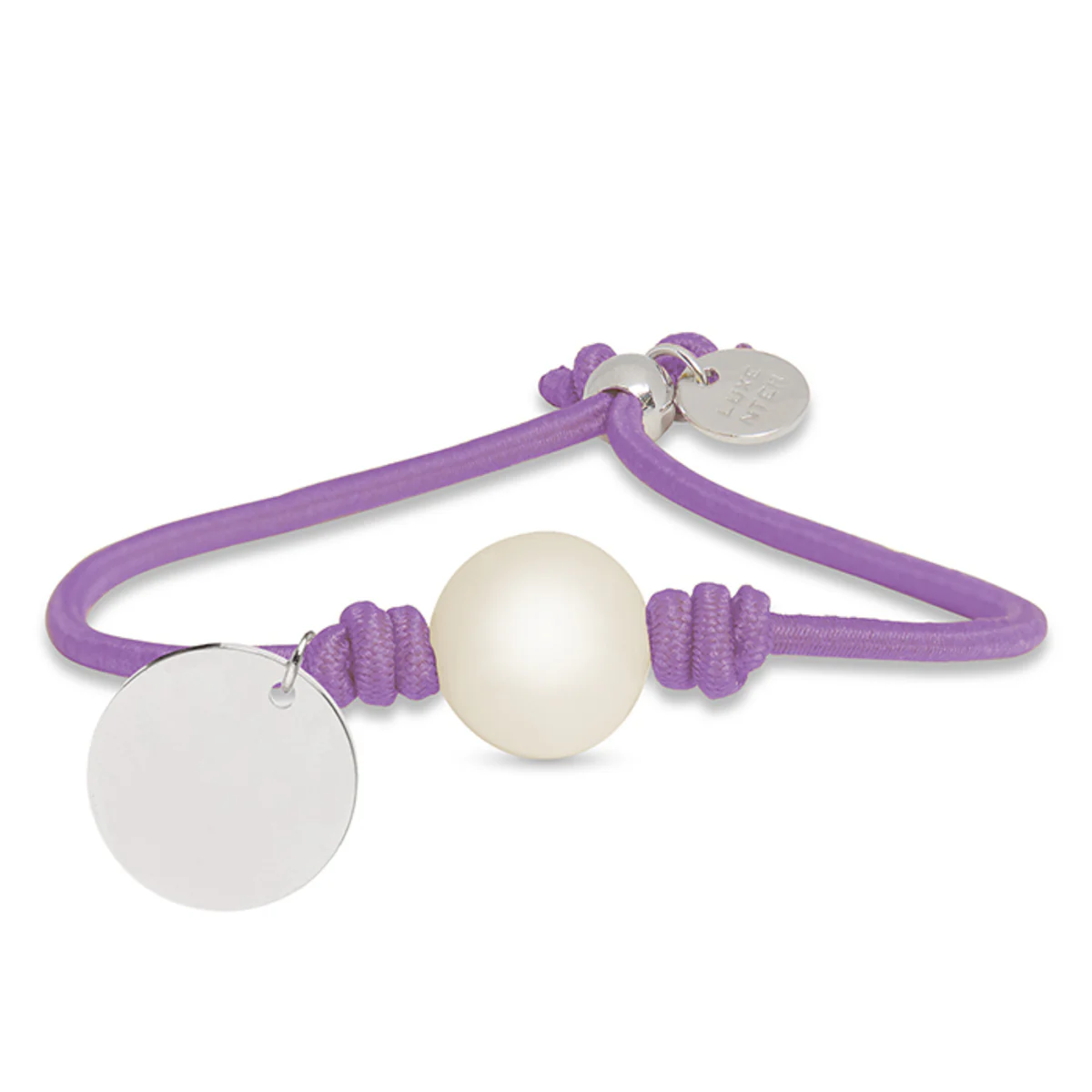 Pulsera Lasa perla, alg. Morado y Medalla Plata - Lasa GRIS