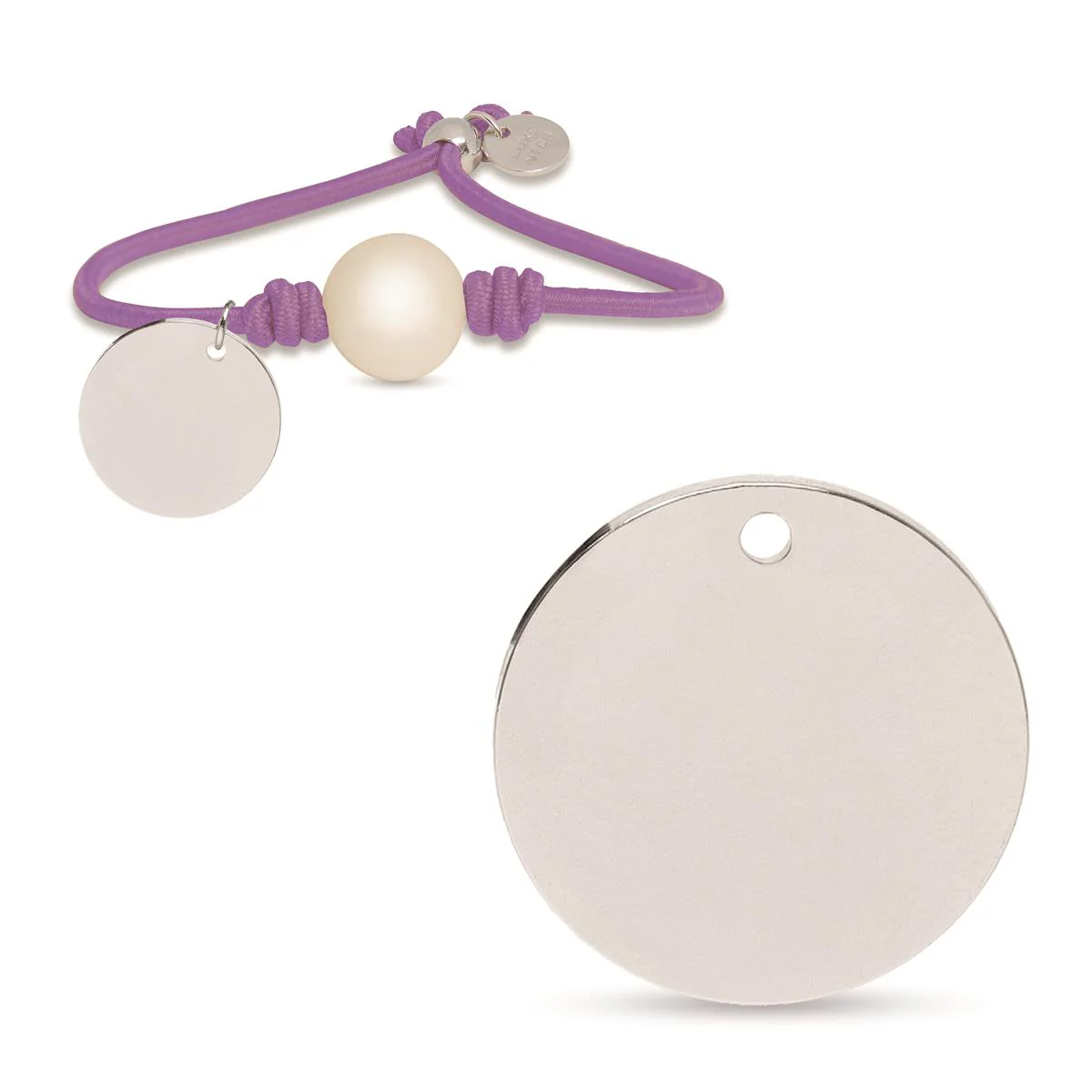 Pulsera Lasa perla, alg. Morado y Medalla Plata - Lasa GRIS - Image 2