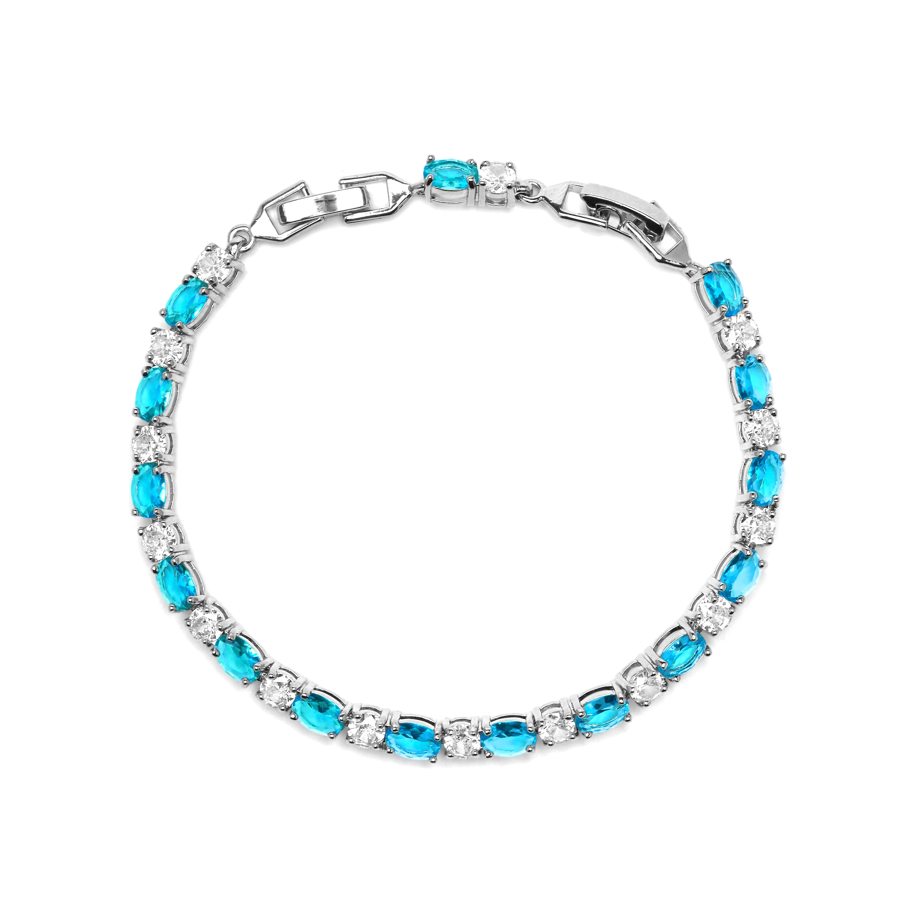 Pulsera acabado plata y Circonita Aguamarina - Libsi - Image 3
