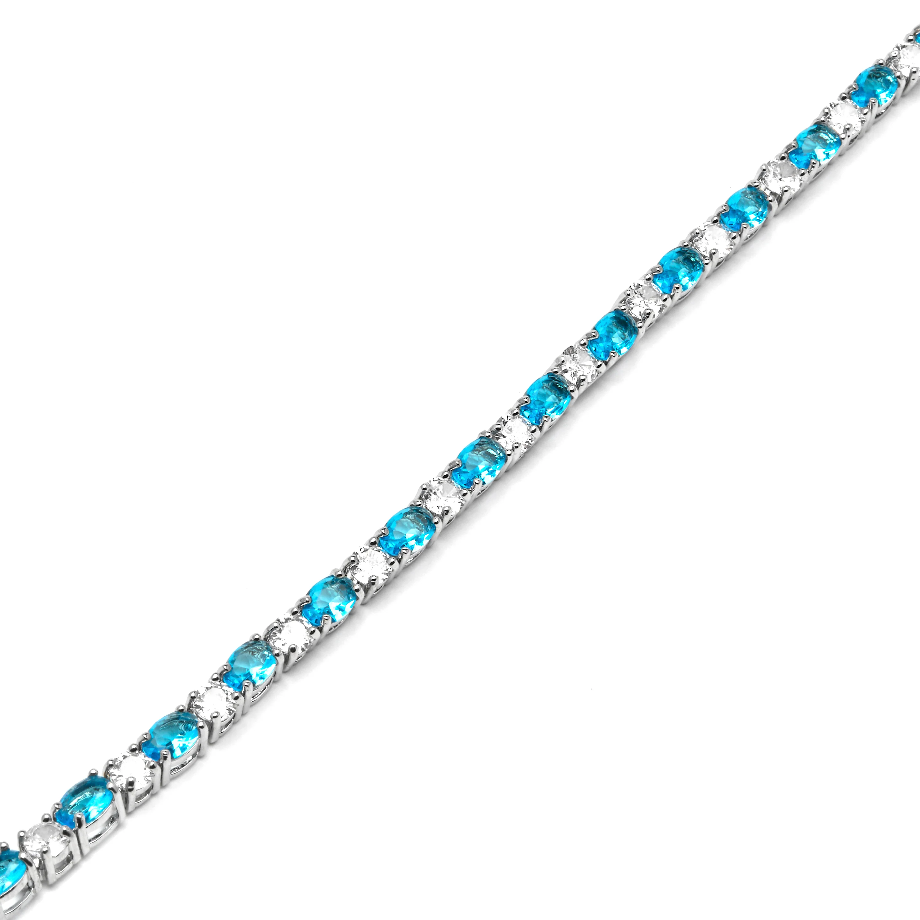 Pulsera acabado plata y Circonita Aguamarina - Libsi - Image 4