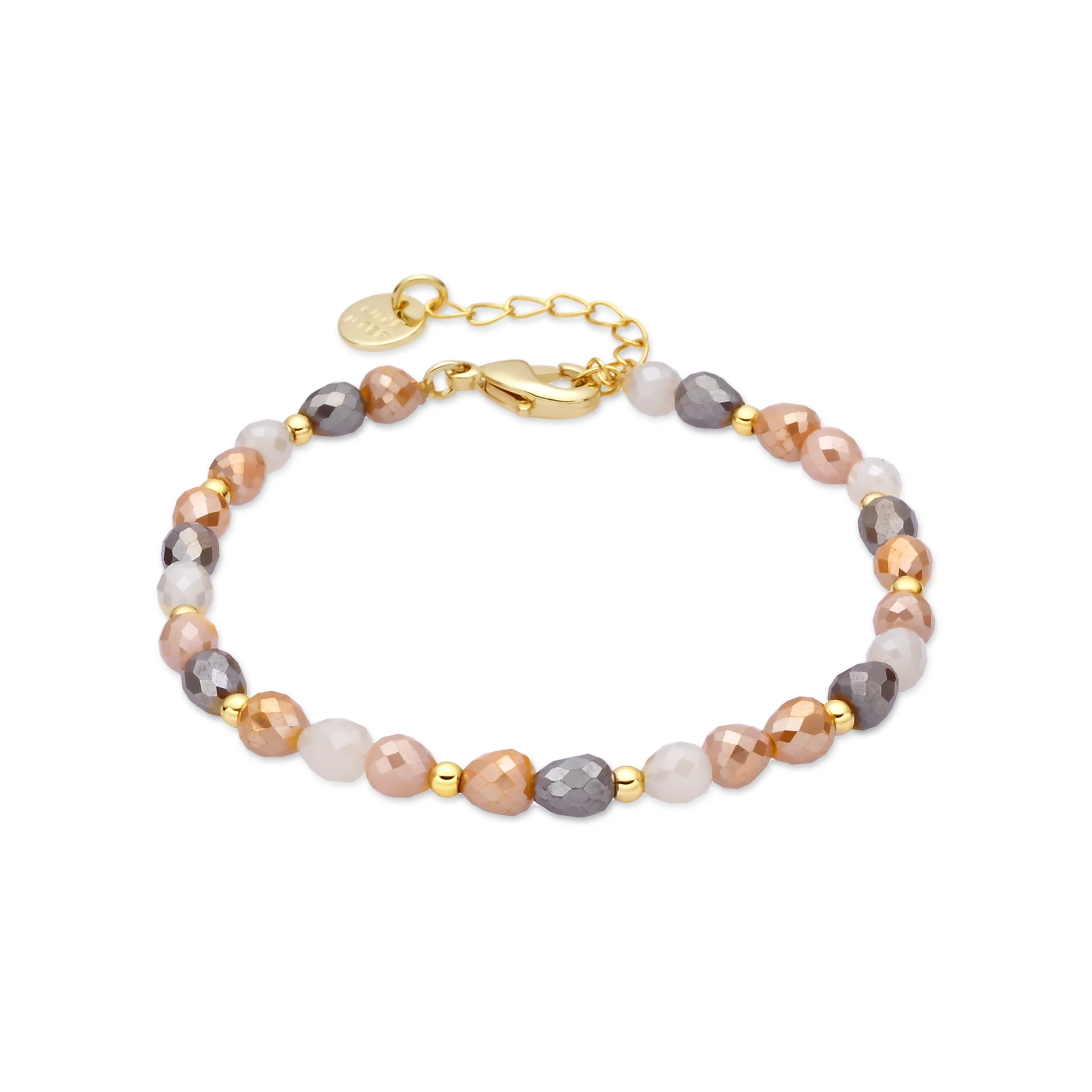 Pulsera de Cristal Marron acabado en oro amarillo 18k - Likdu
