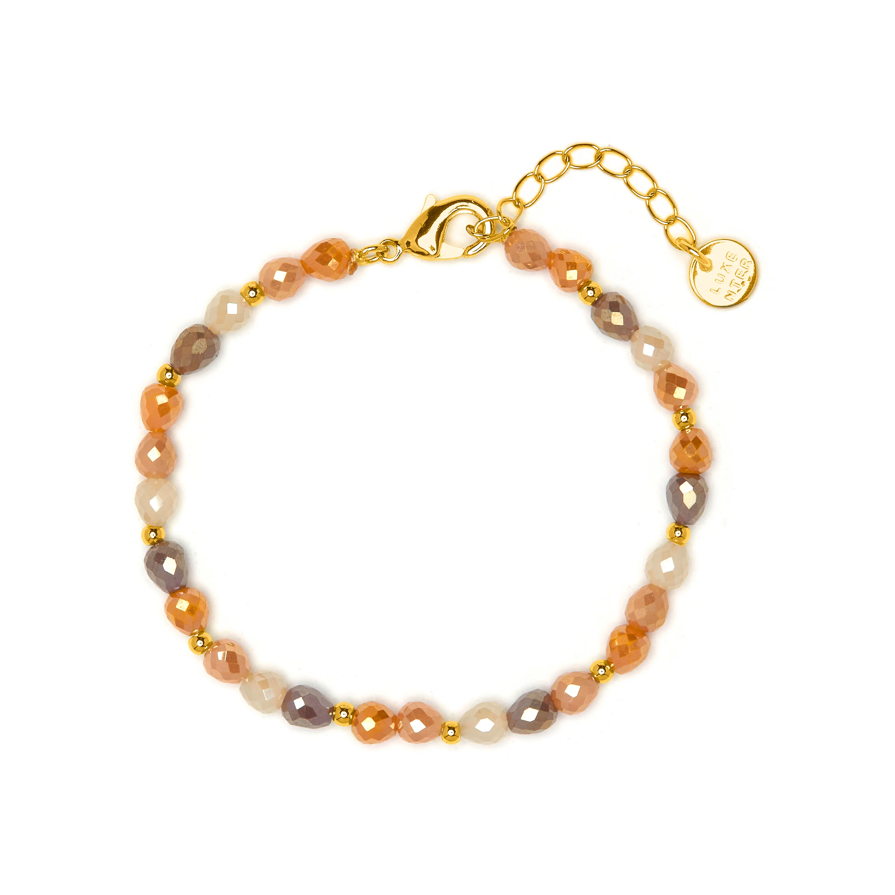 Pulsera de Cristal Marron acabado en oro amarillo 18k - Likdu - Image 3