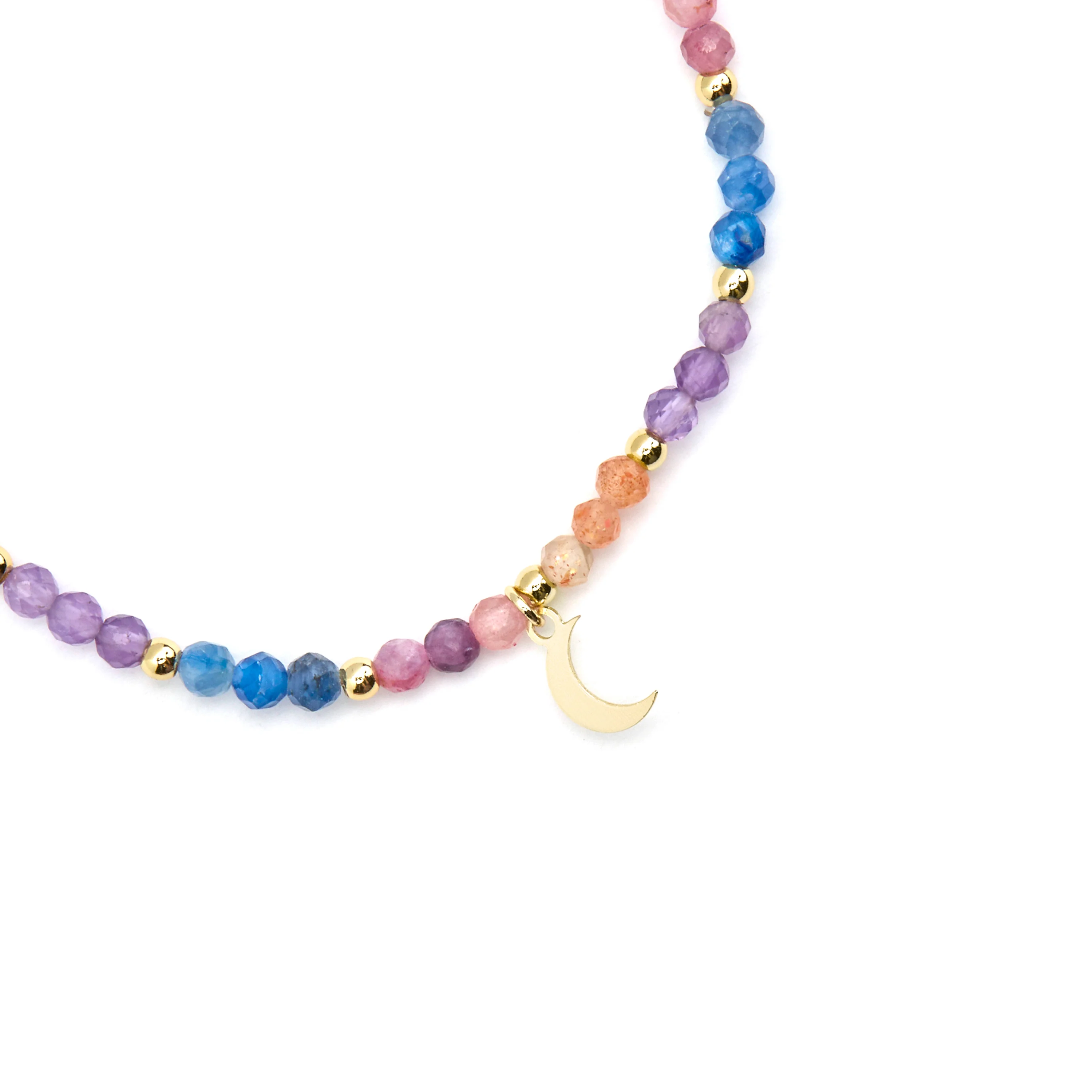 Pulsera de Plata de Ley 925 y Cristal Multicolor acabado oro 18k - Linshu - Image 5