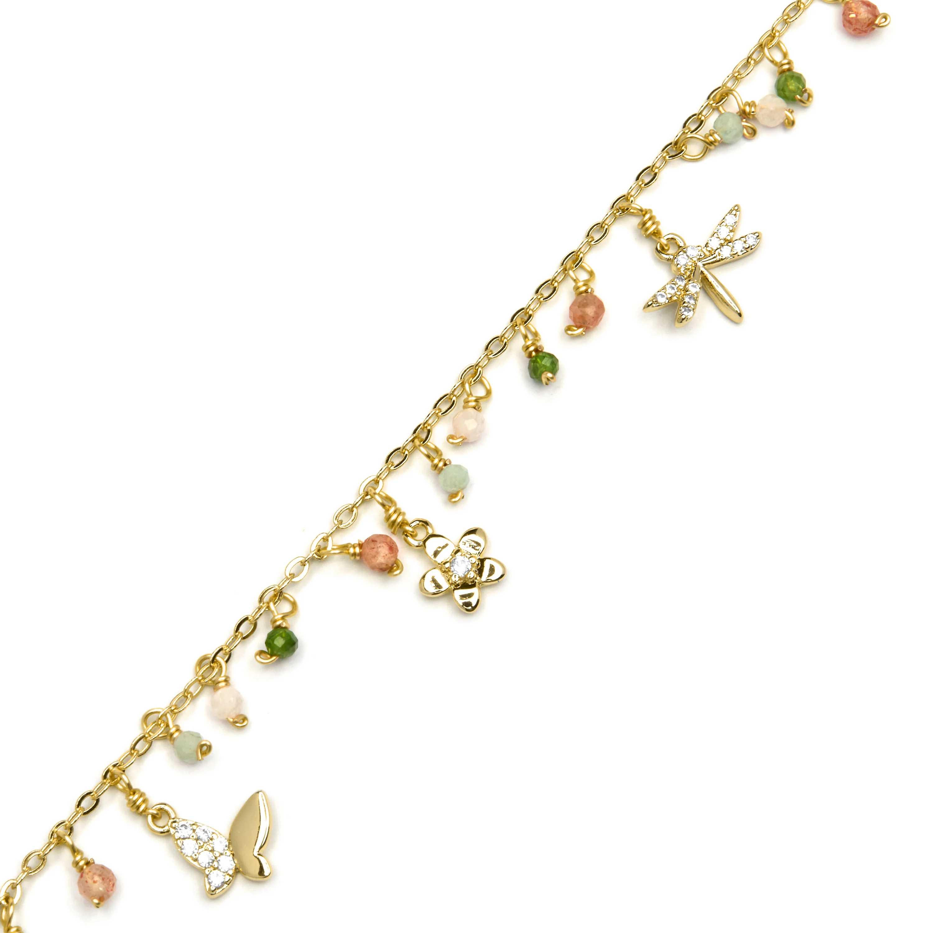 Pulsera de Plata de Ley 925 y Cristal Verde acabada en oro amarillo 18K - Lok - Image 5