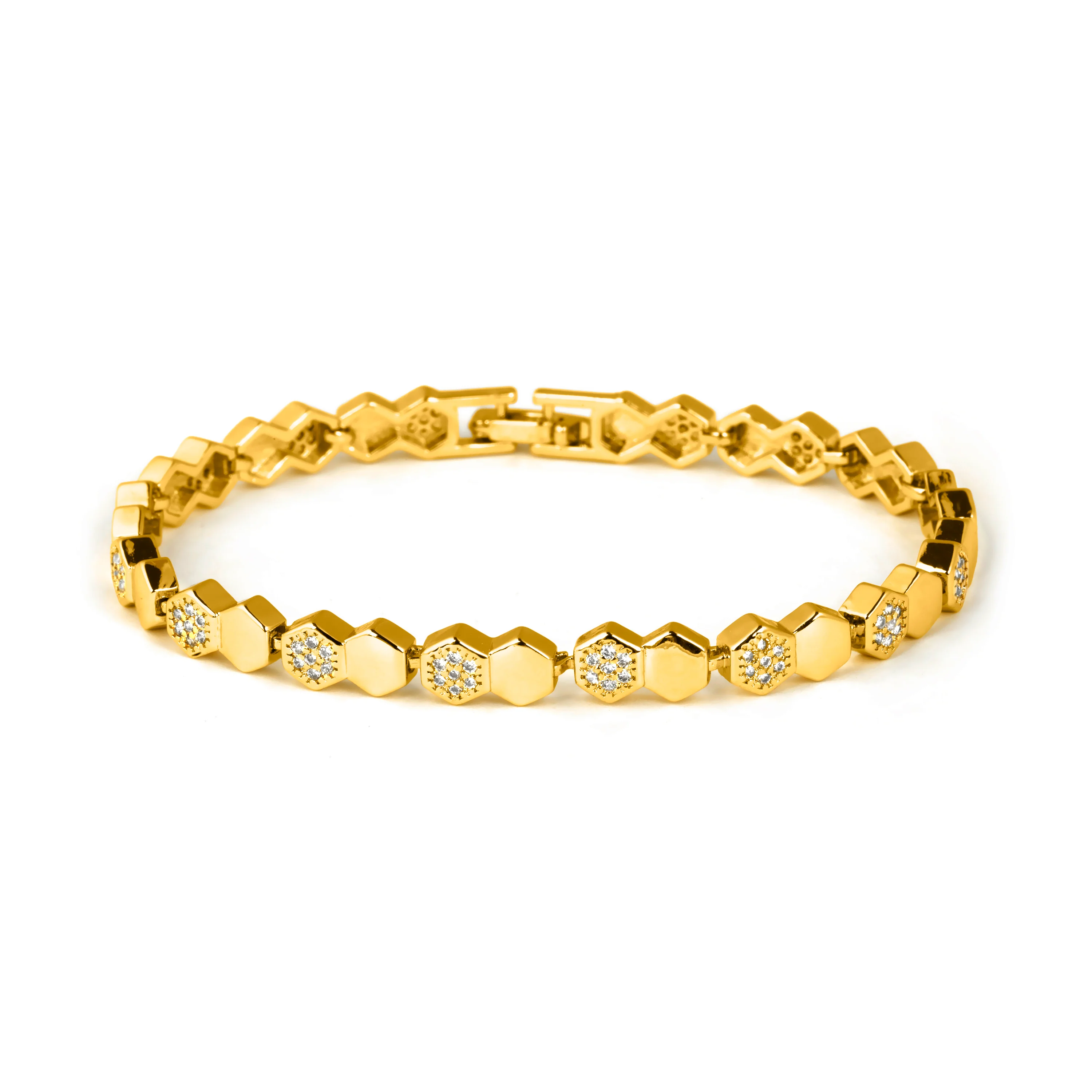Pulsera de Circonita Brillante acabado en oro amarillo de 18k - Lyth