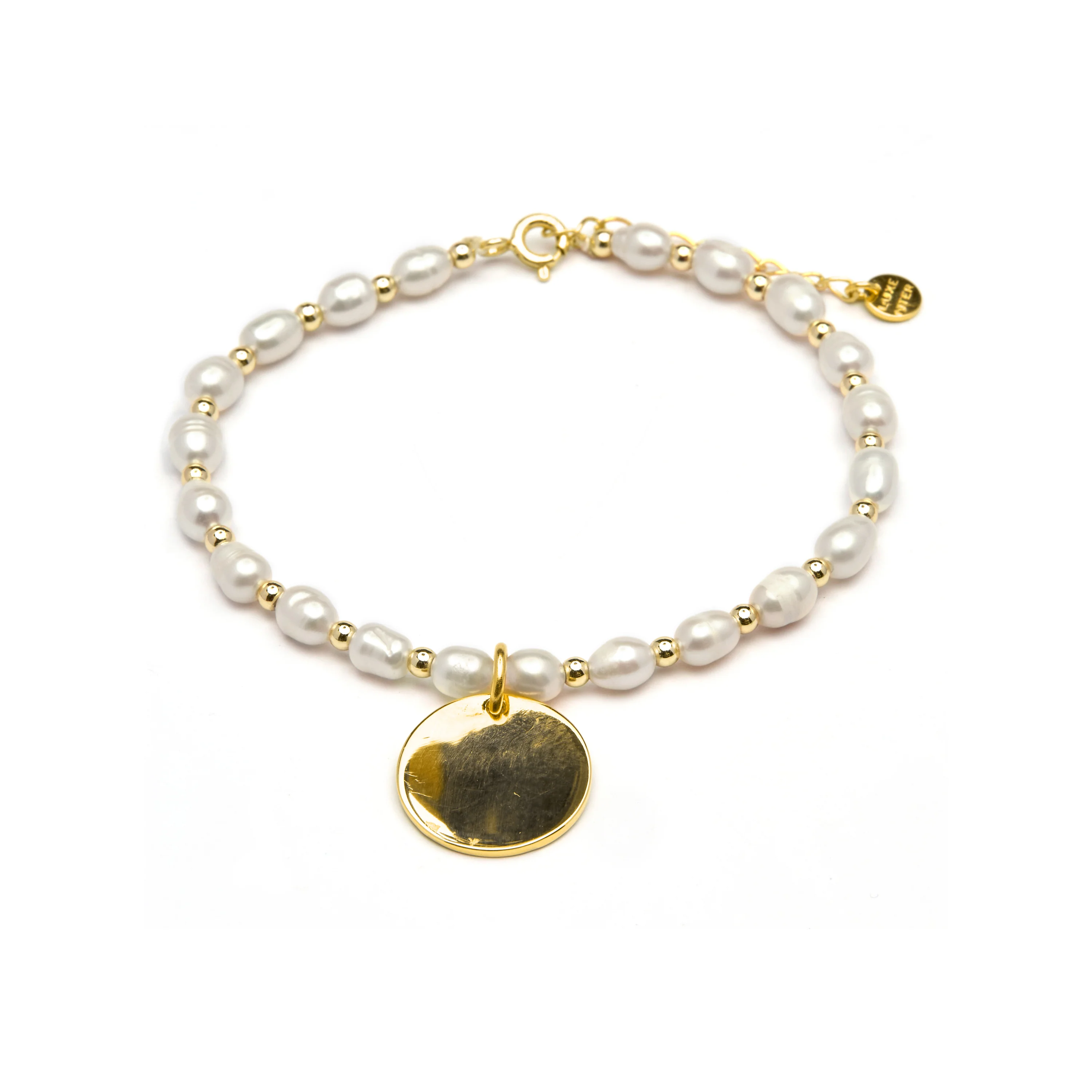 Pulsera de Plata de Ley 925 con Perla Blanca acabada en oro amarillo de 18K - Mahi - Image 3