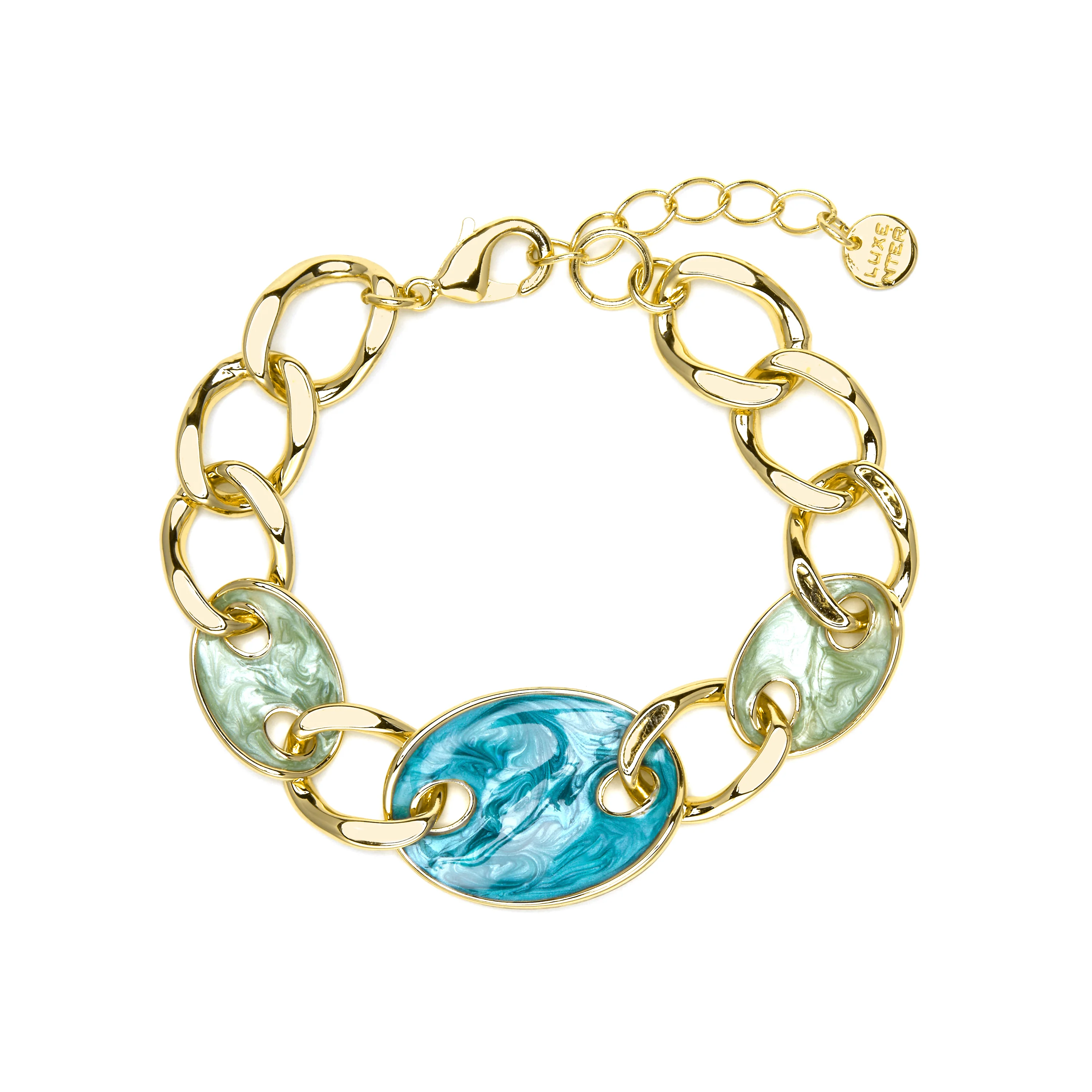 Pulsera acabado oro amarillo de 18k y Lacado Azul - Makan - Image 3