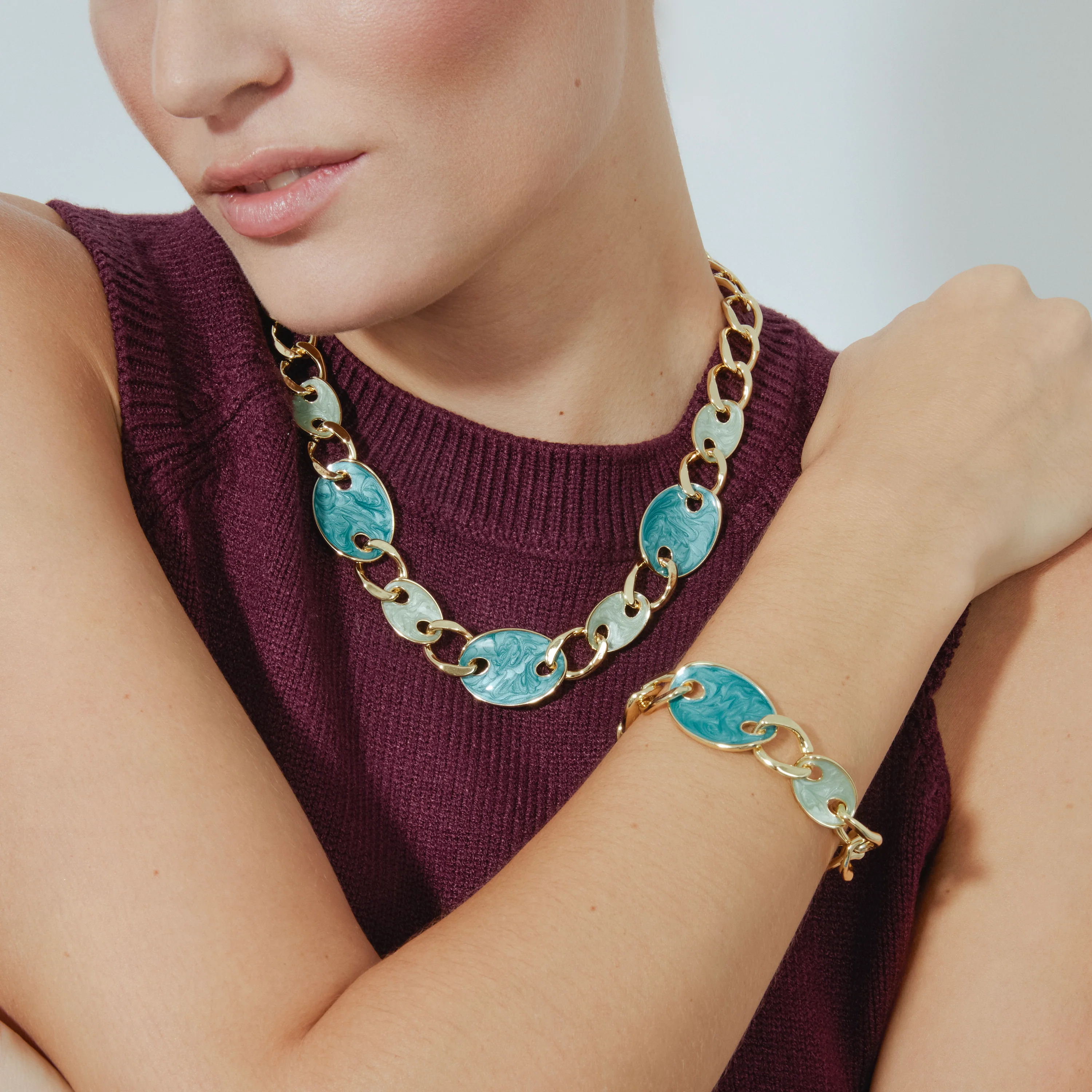 Pulsera acabado oro amarillo de 18k y Lacado Azul - Makan - Image 6