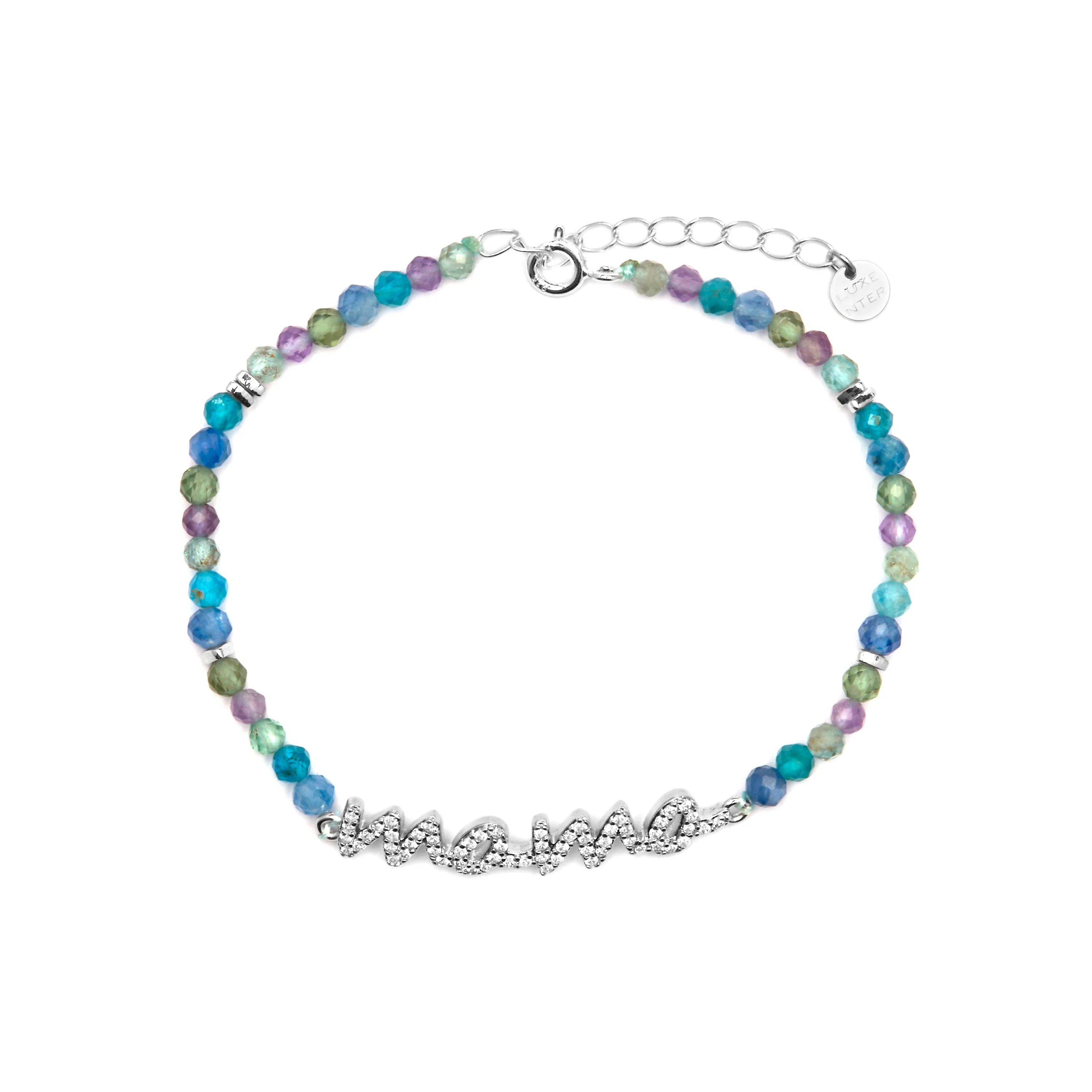 Pulsera de Plata de Ley 925 y Cristal Azul Oscuro acabado rodio - Mama - Image 3