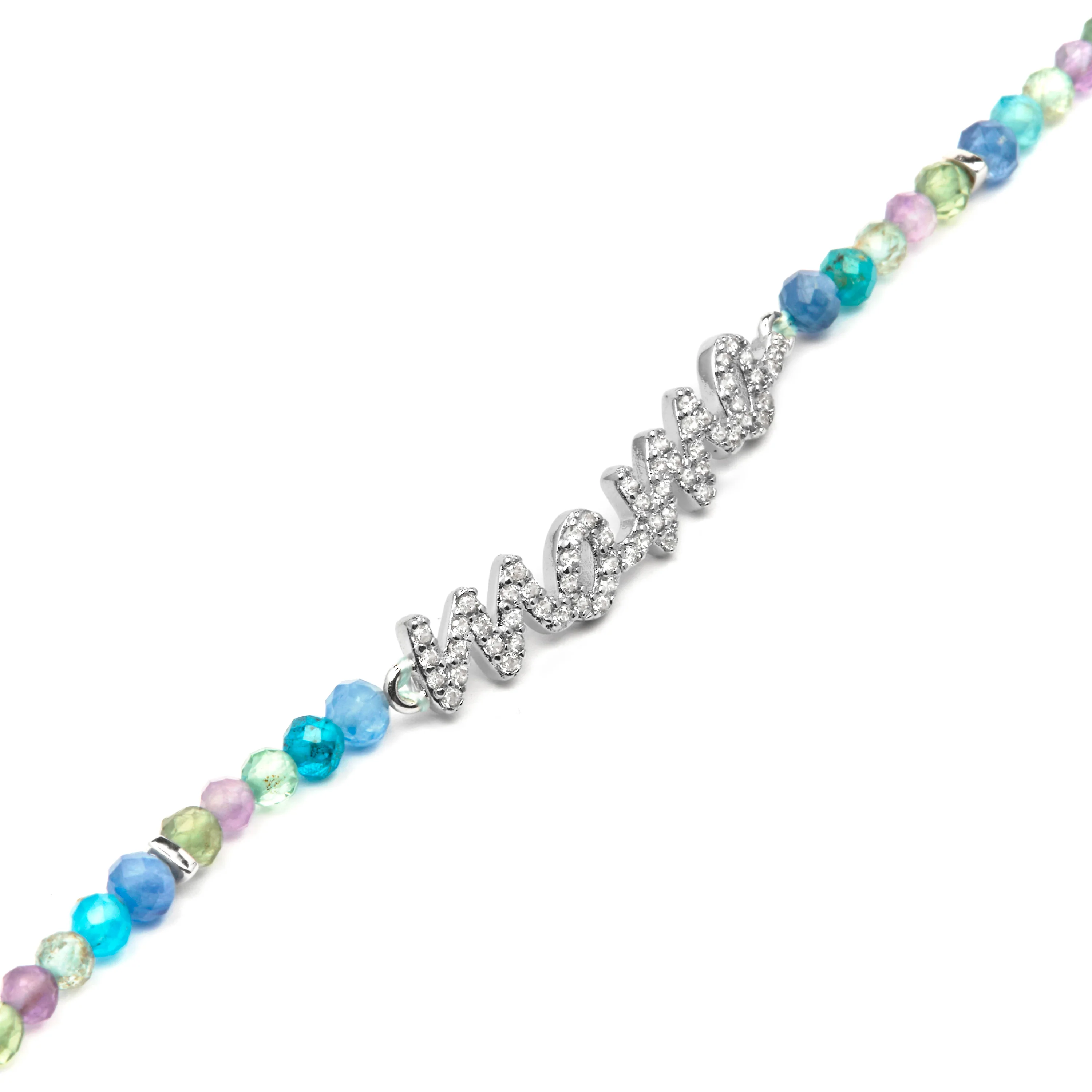 Pulsera de Plata de Ley 925 y Cristal Azul Oscuro acabado rodio - Mama - Image 5