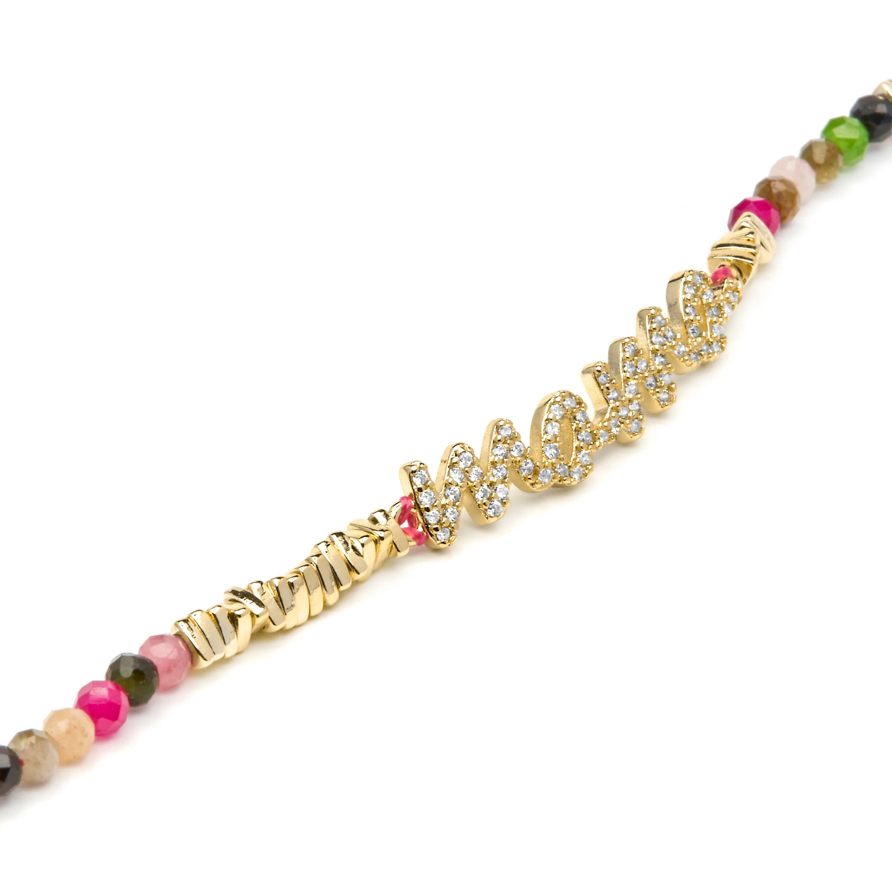 Pulsera de Plata de Ley 925 y Turmalina Multicolor acabado oro amarillo de 18k - Mama - Image 5