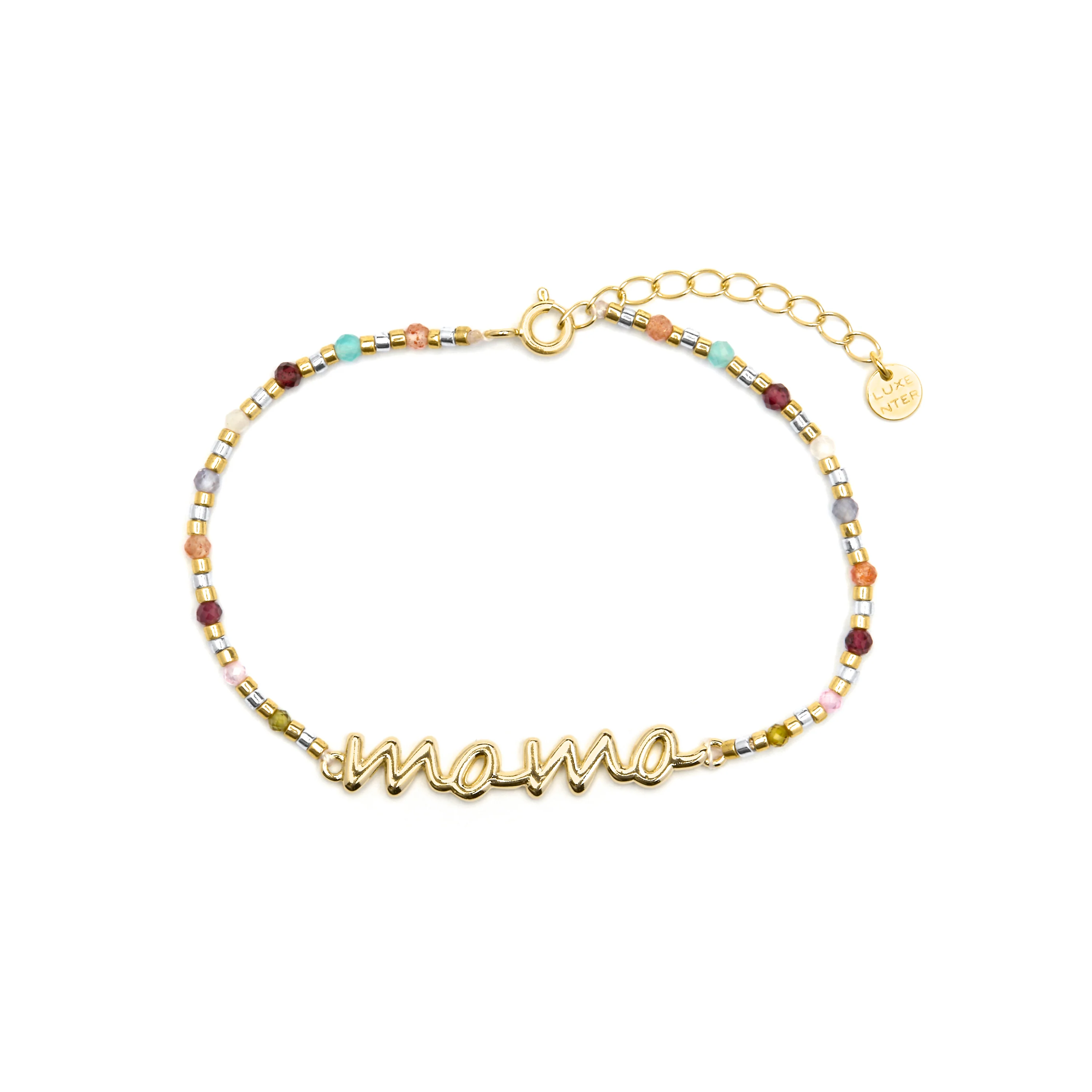 Pulsera de Plata de Ley 925 y Cristal Multicolor acabado oro amarillo de 18k - Mama