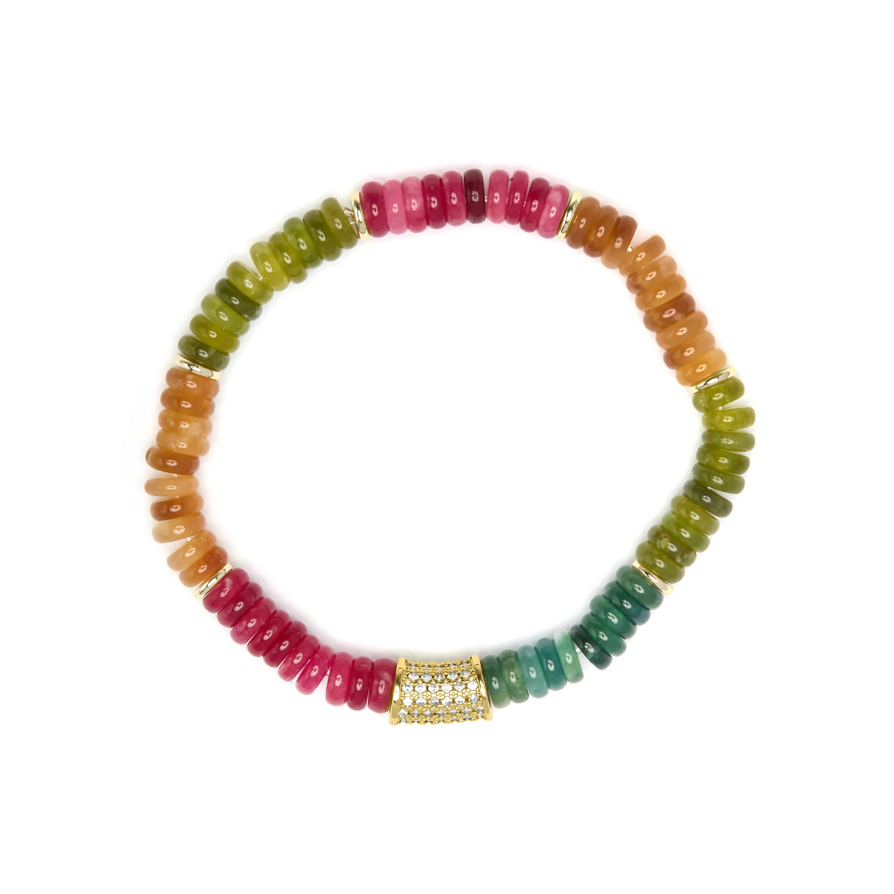 Pulsera de Plata de Ley 925 y Turmalina Multicolor acabado en oro amarillo 18k - Megro - Image 3