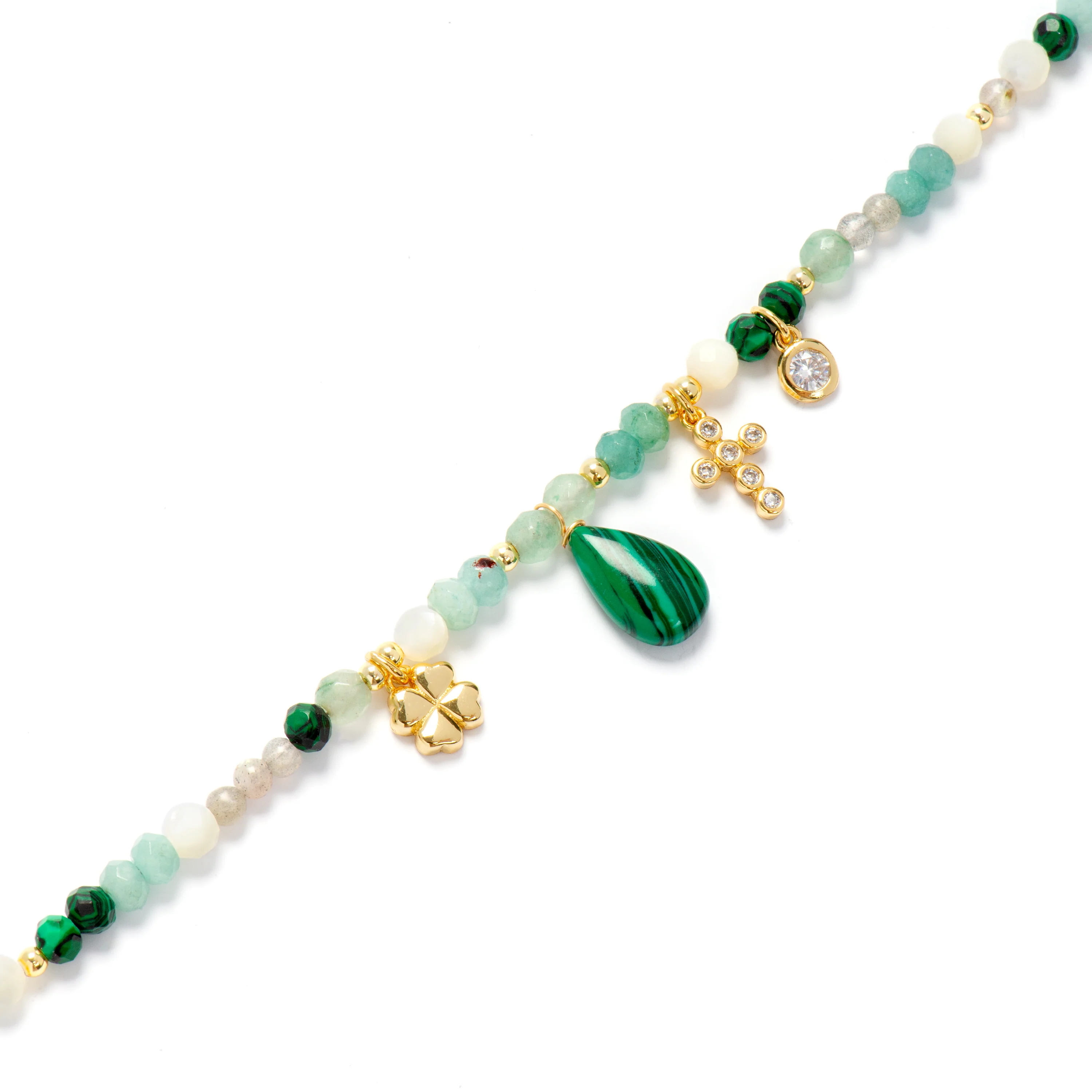 Pulsera de Plata de Ley 925 con Malaquita acabada en oro amarillo 18K - Miya - Image 5