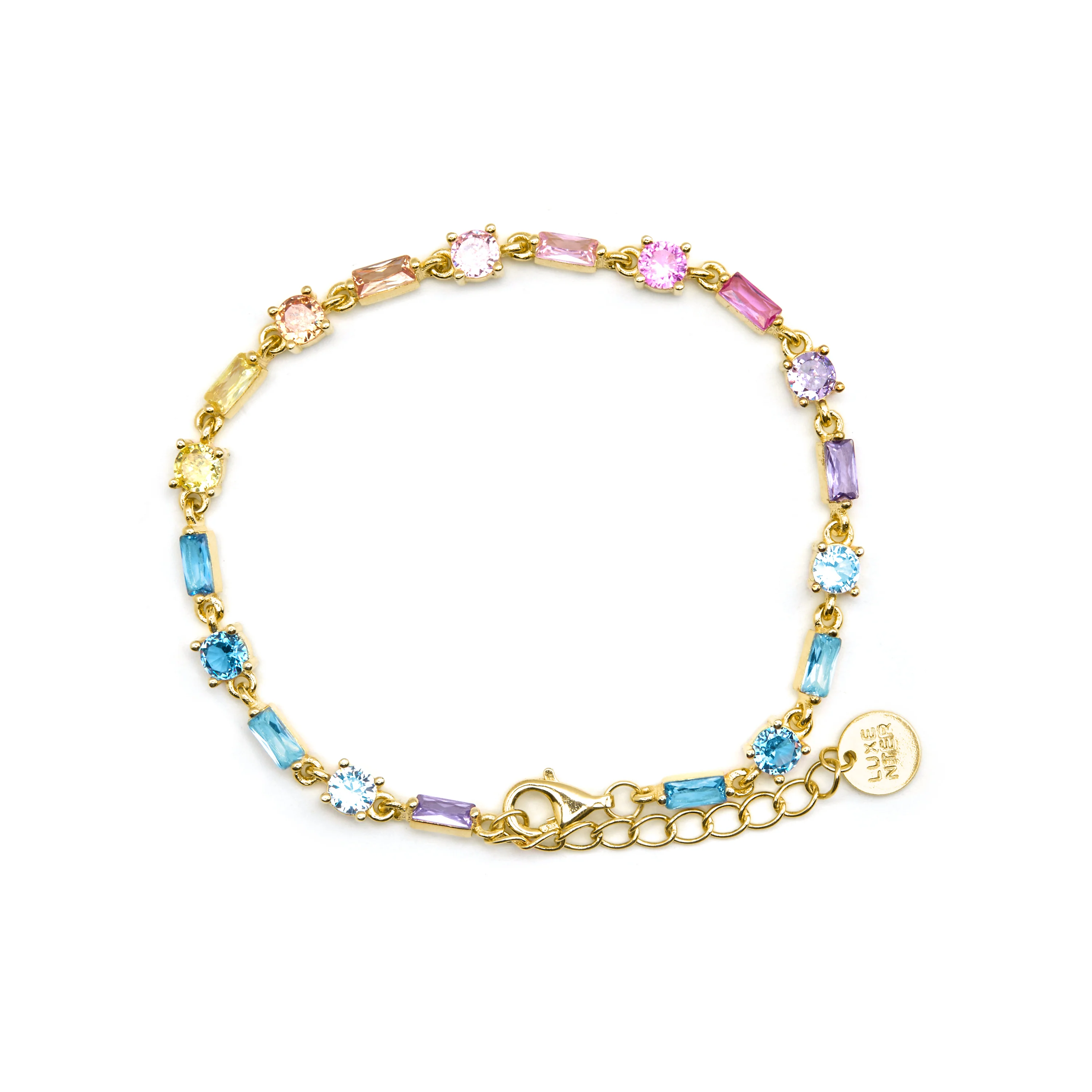 Pulsera de Plata de Ley 925 y Circonita Multicolor acabado oro 18k - Morae - Image 3