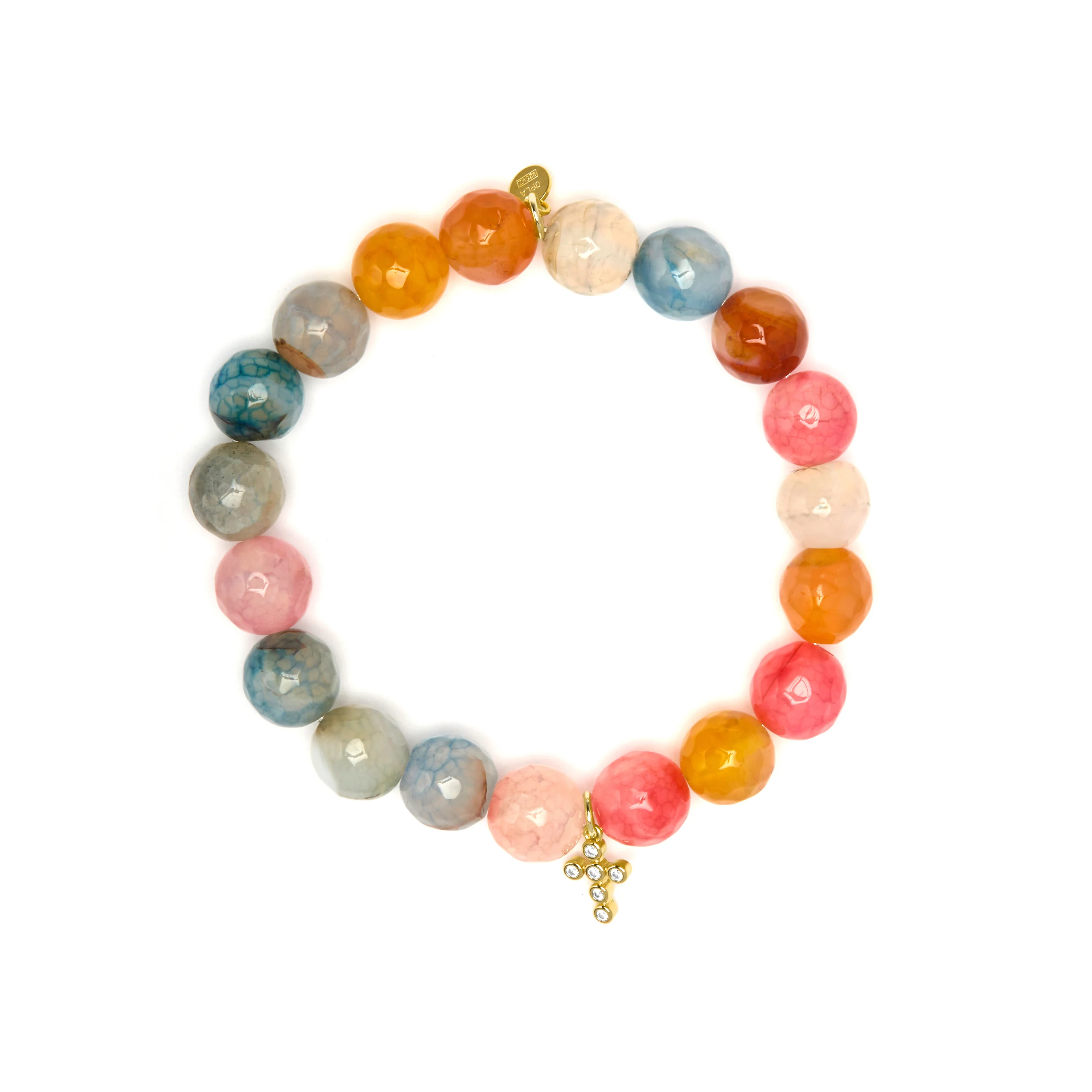 Pulsera de Plata de Ley 925 y Agata Multicolor acabado en oro amarillo 18k - Morak - Image 3