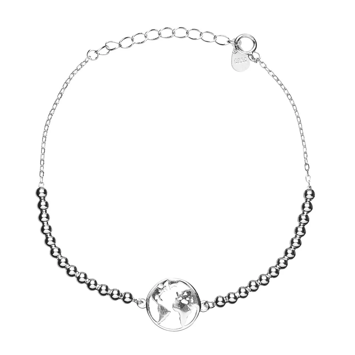 Pulsera Mundo Plata De Ley 925 - Mundo BLANCO