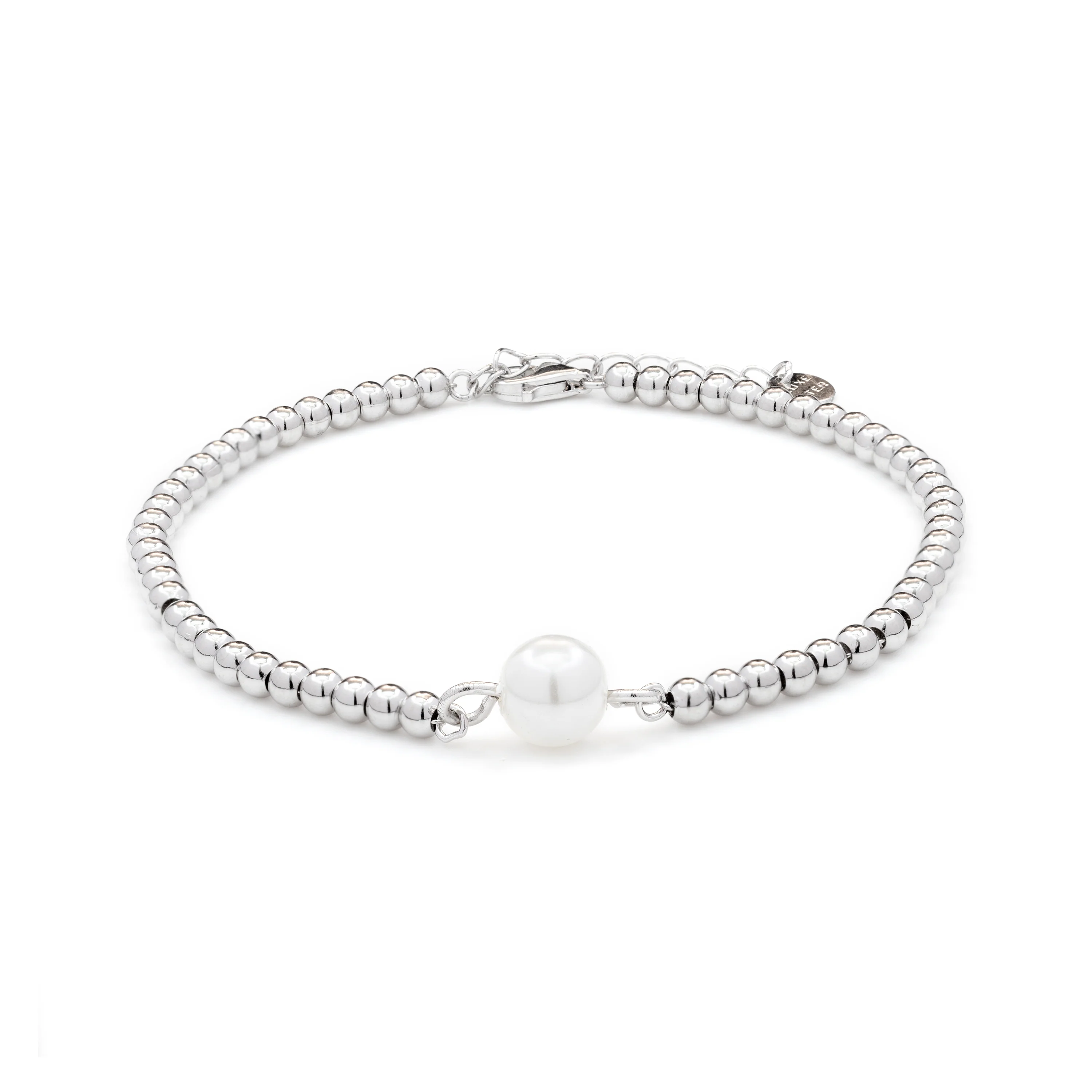 Pulsera de Plata de Ley 925 con Perla Blanca acabada en rodio - Nakuru
