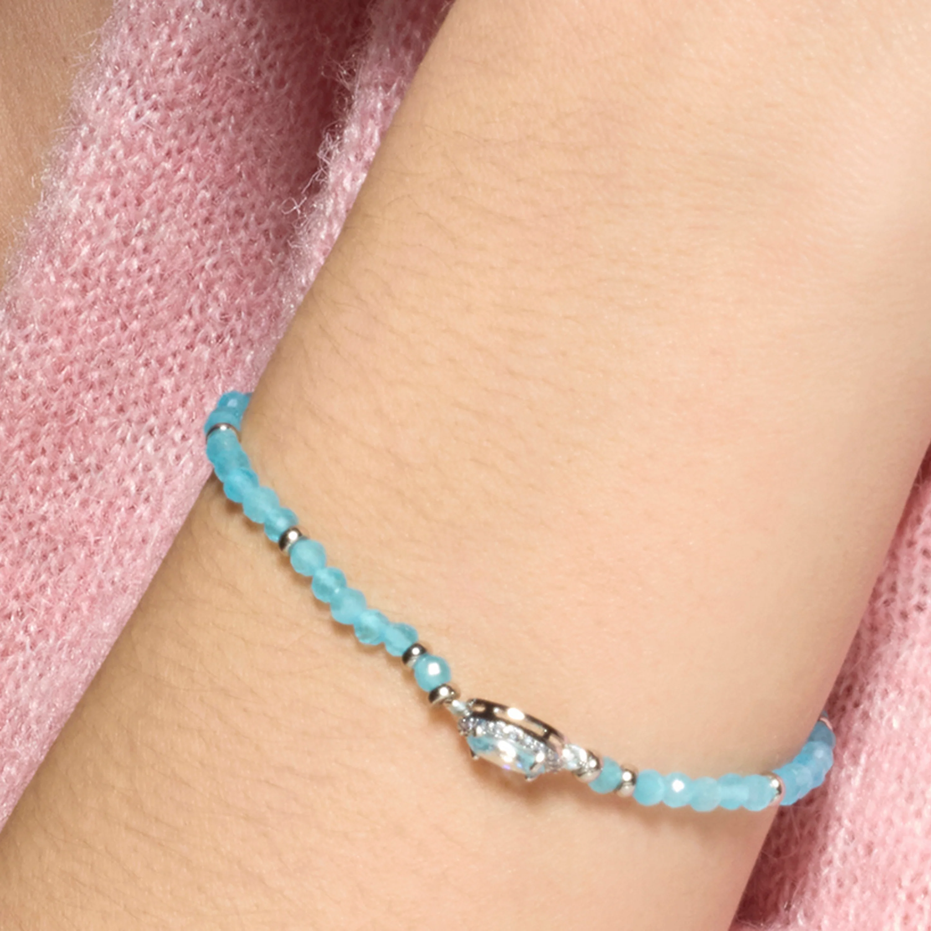 Pulsera de Plata de Ley 925 y Circonita Topacio Azul acabado rodio - Nazki - Image 7