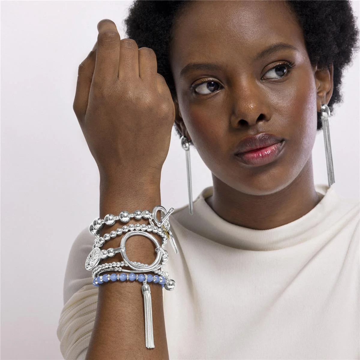 Pulsera Nereb acabada en rodio - Nereb AZUL - Image 3