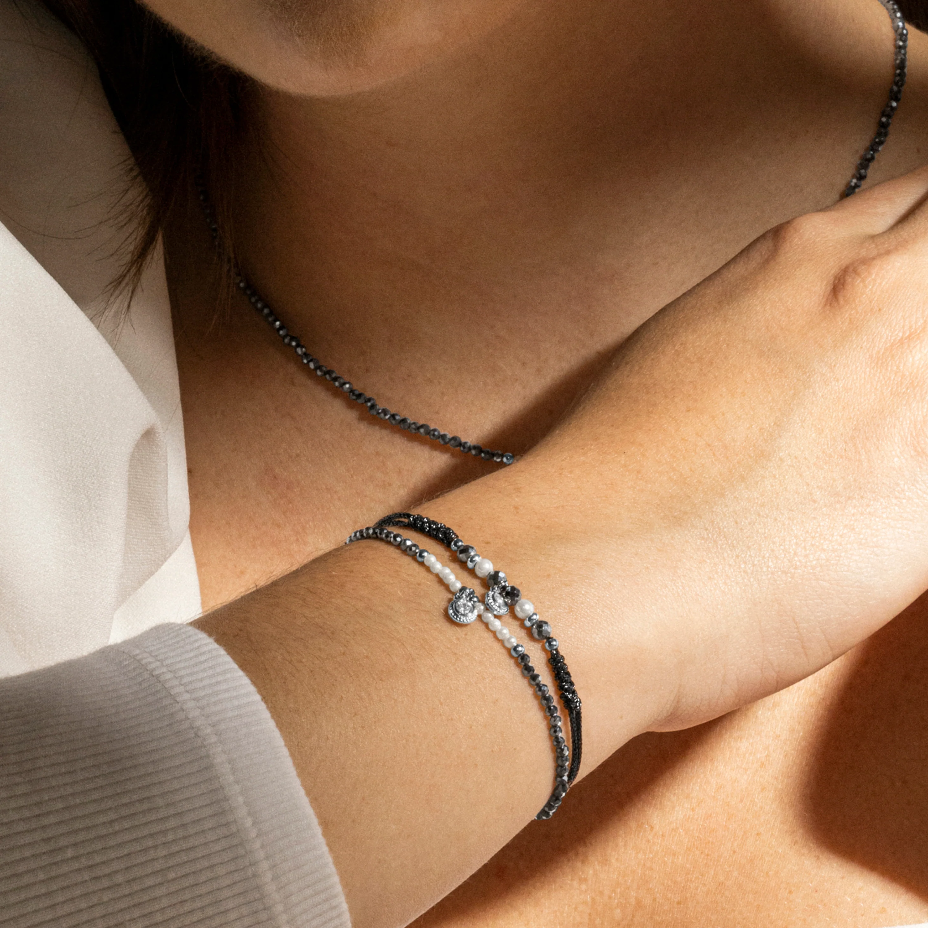 Pulsera de Plata de Ley 925 y Perla Blanca acabado en rodio - Nexa - Image 4