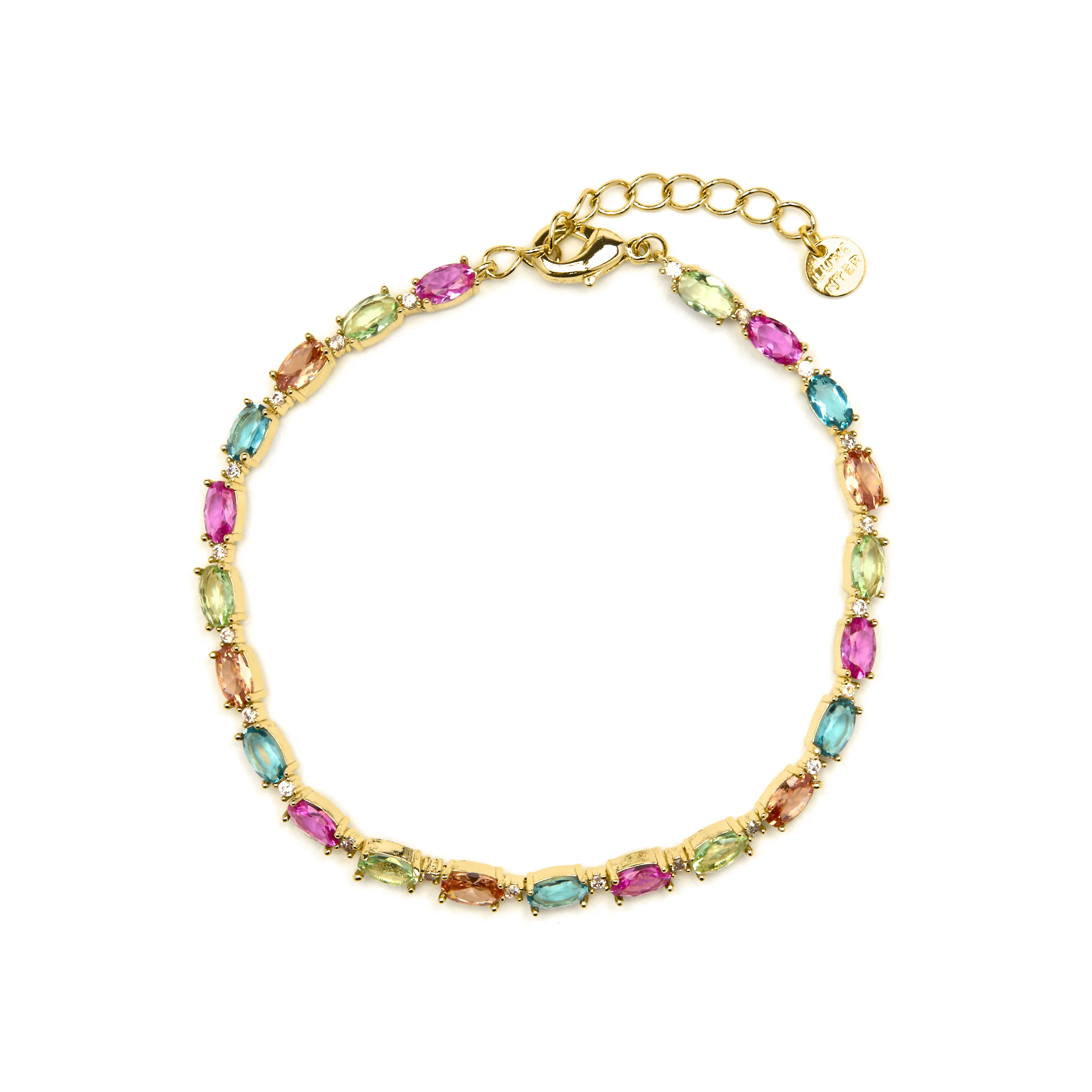 Pulsera de Plata de Ley 925 y Circonita Multicolor acabado oro amarillo de 18k - Nie - Image 3