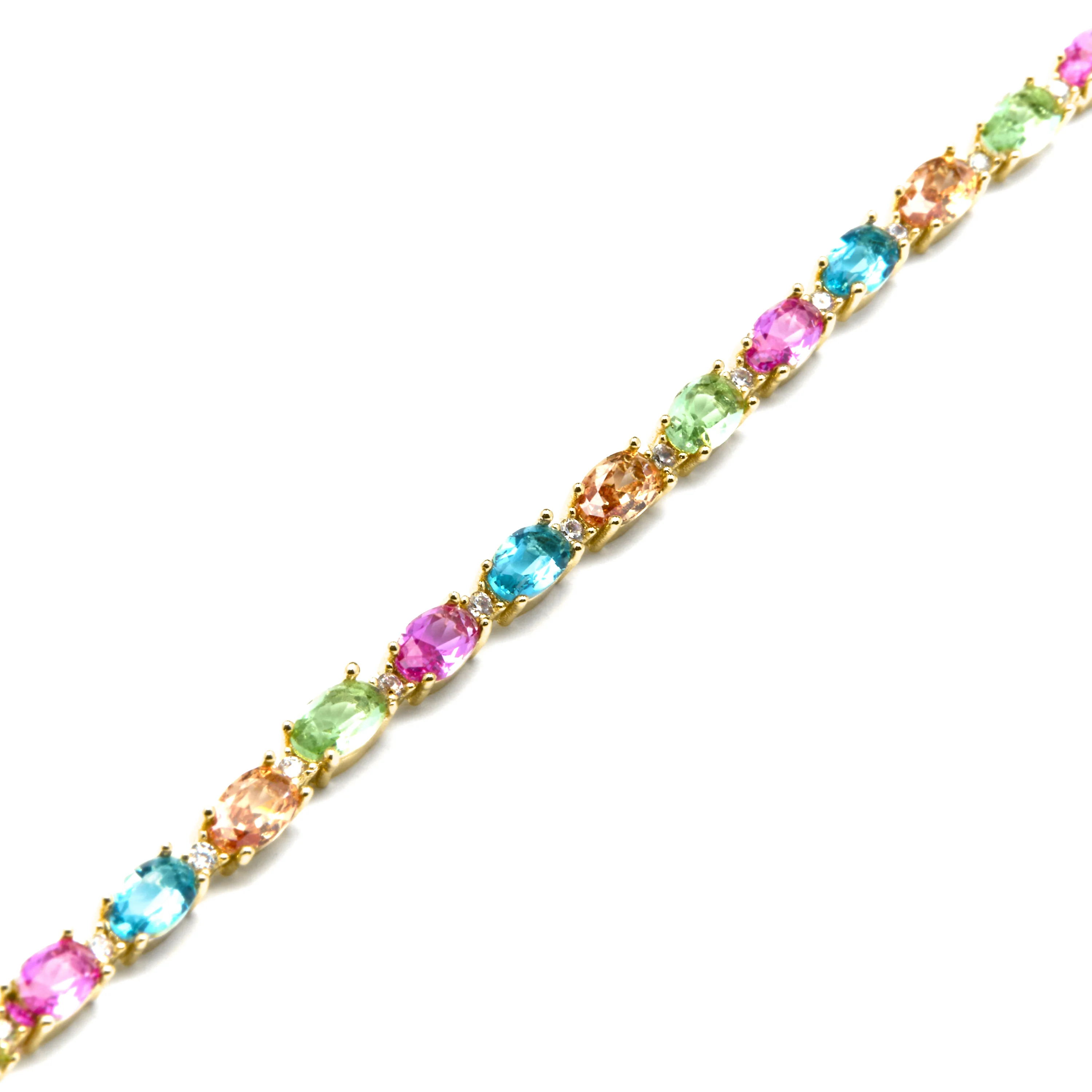 Pulsera de Plata de Ley 925 y Circonita Multicolor acabado oro amarillo de 18k - Nie - Image 4