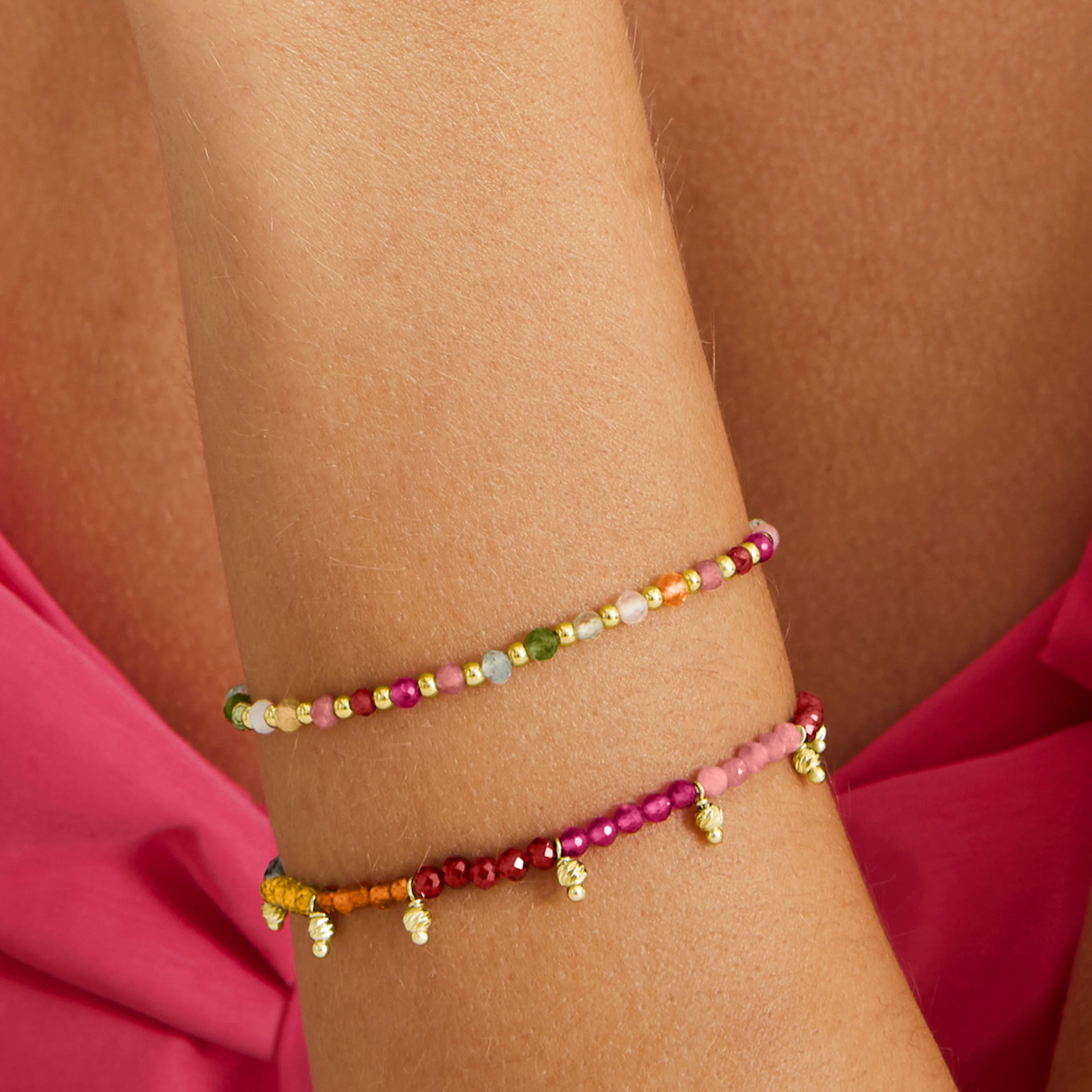 Pulsera de Plata de Ley 925 con Cristal Multicolor acabada en oro amarillo 18K - Noi - Image 3