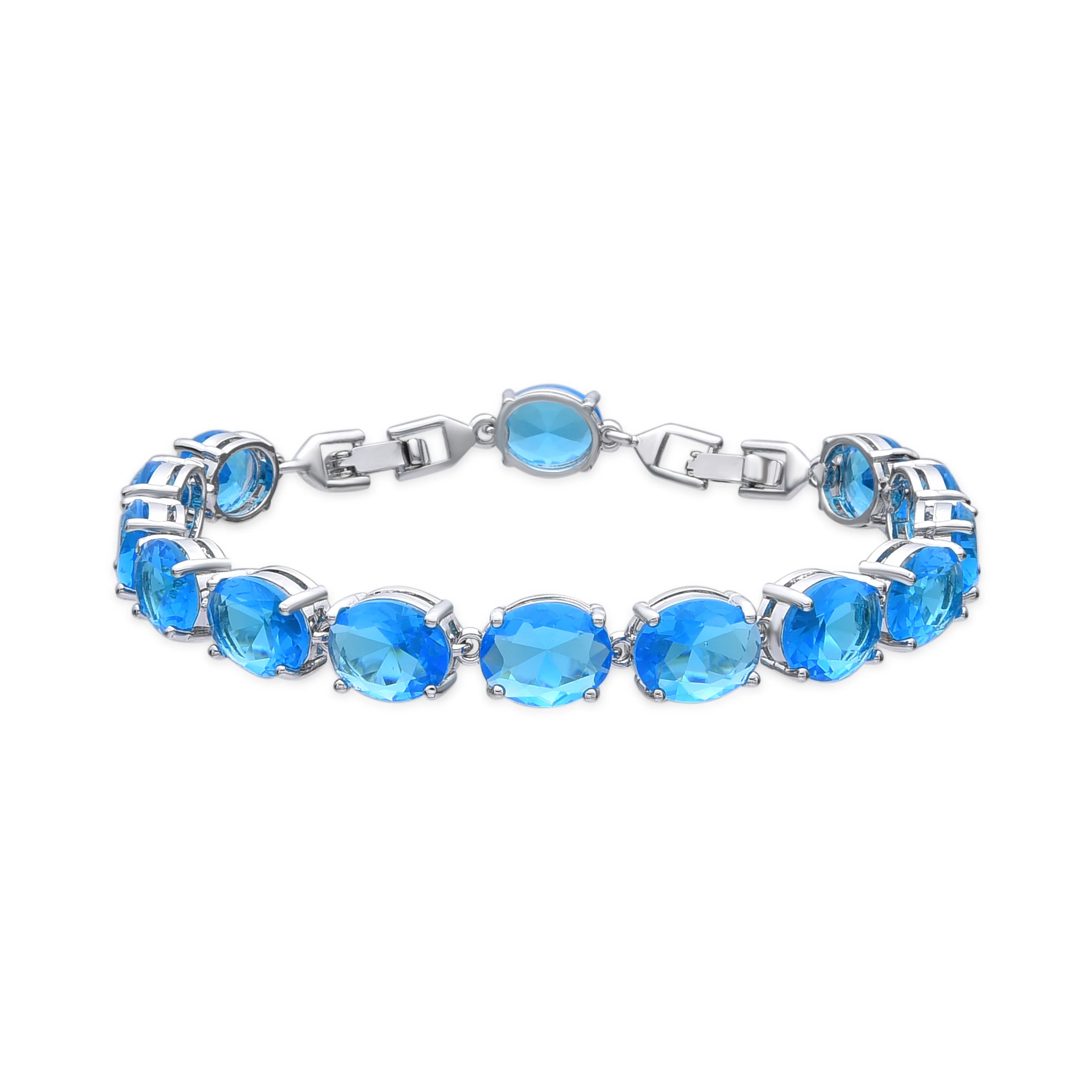 Pulsera acabado plata y Circonita Aguamarina - Nou