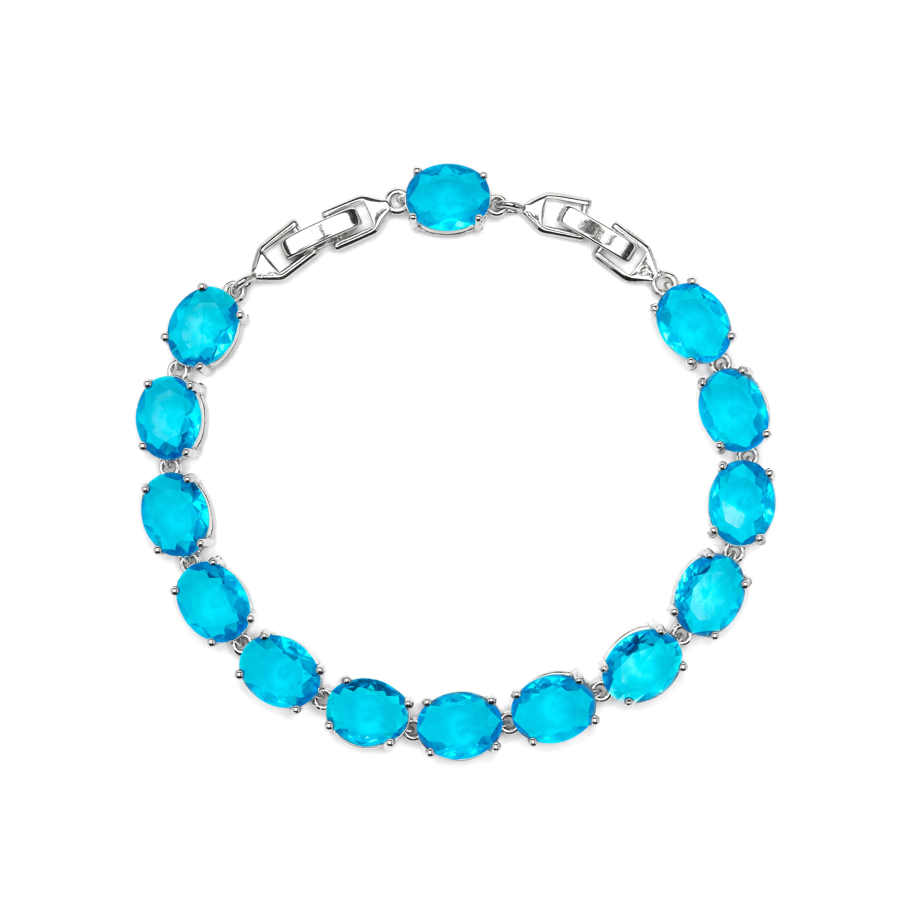 Pulsera acabado plata y Circonita Aguamarina - Nou - Image 3