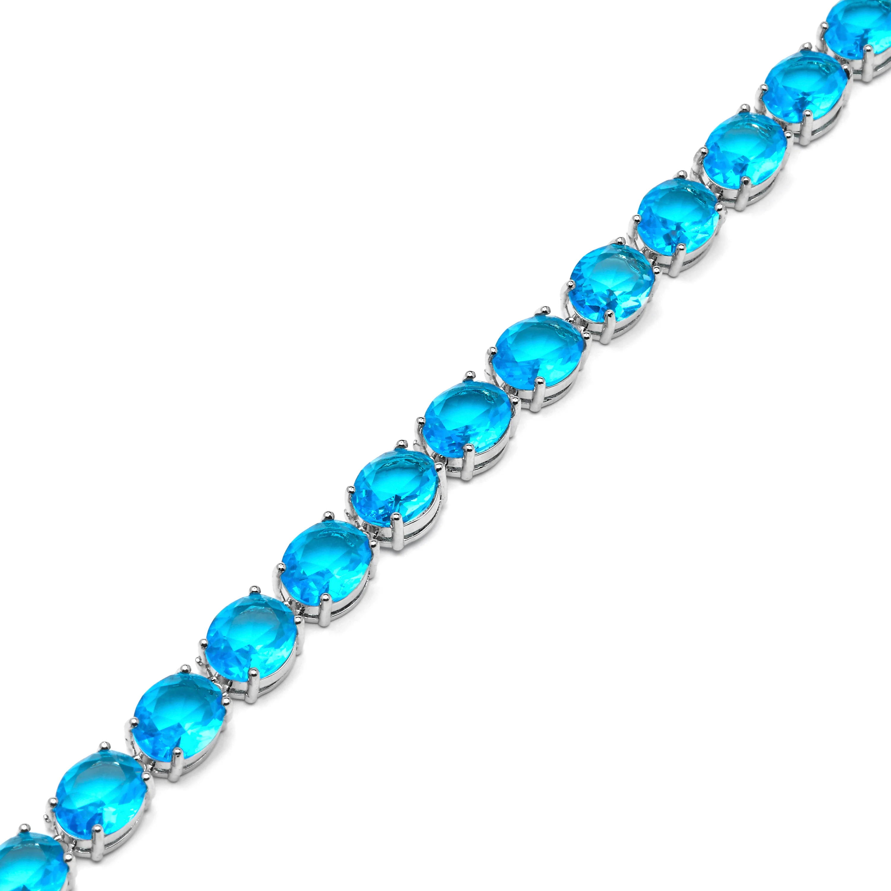 Pulsera acabado plata y Circonita Aguamarina - Nou - Image 4