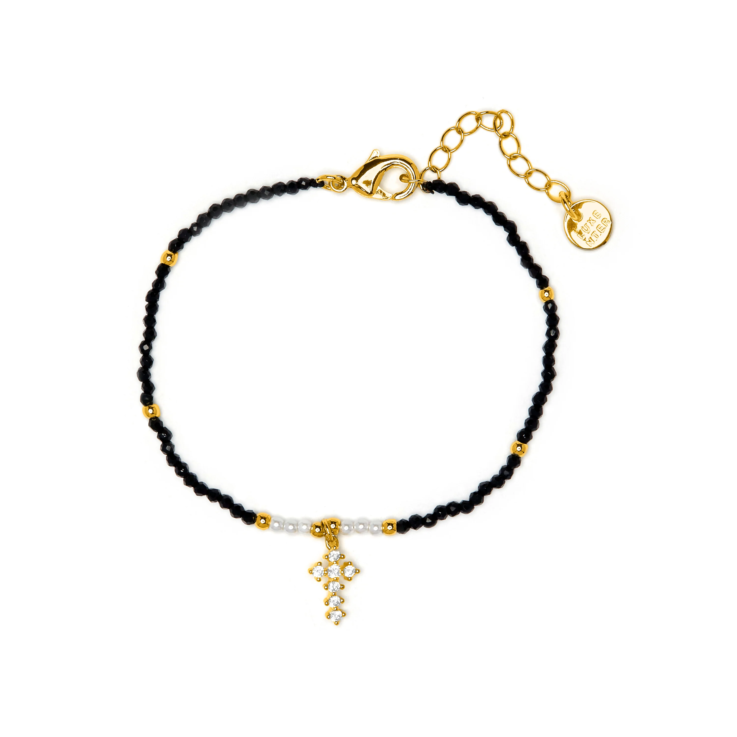 Pulsera de Cristal Negro acabado en oro amarillo 18k - Nyali - Image 3