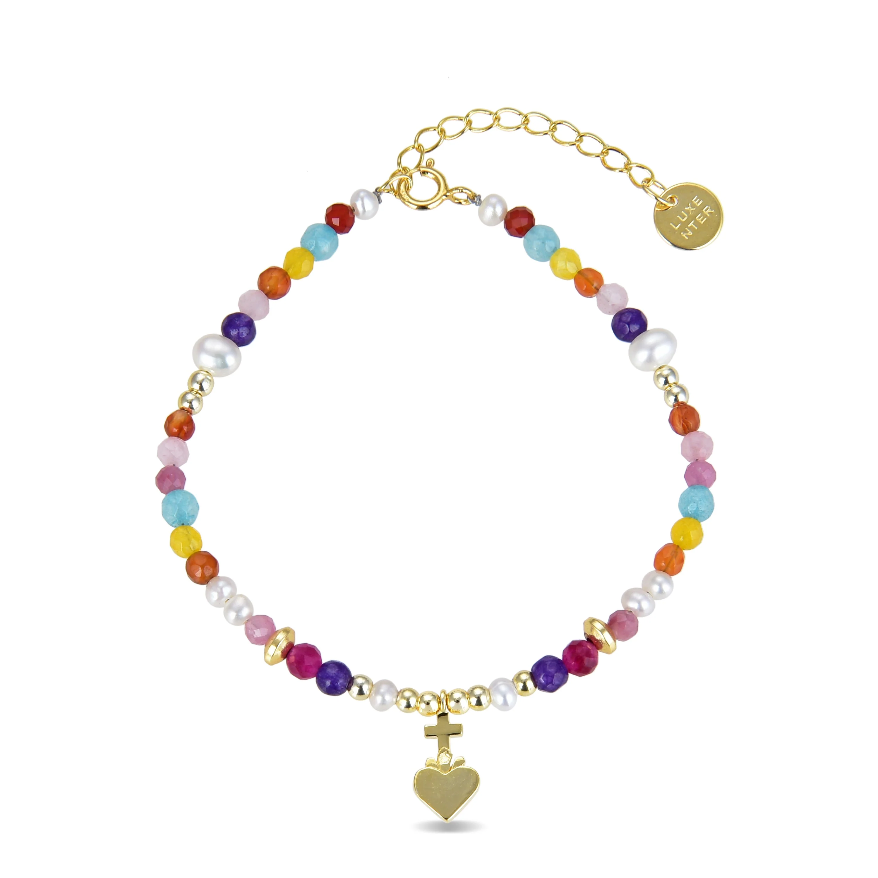 Pulsera de Plata de Ley 925 con Cristal Multicolor acabada en oro amarillo 18K - Nymox - Image 3