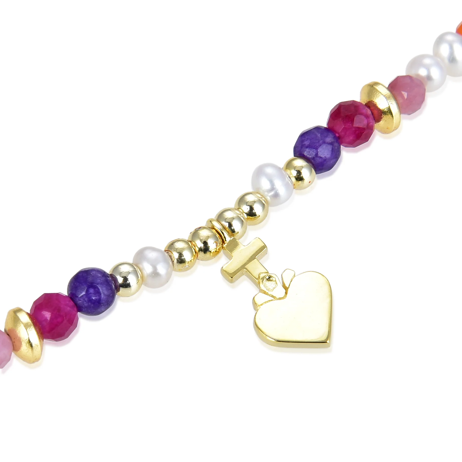 Pulsera de Plata de Ley 925 con Cristal Multicolor acabada en oro amarillo 18K - Nymox - Image 4