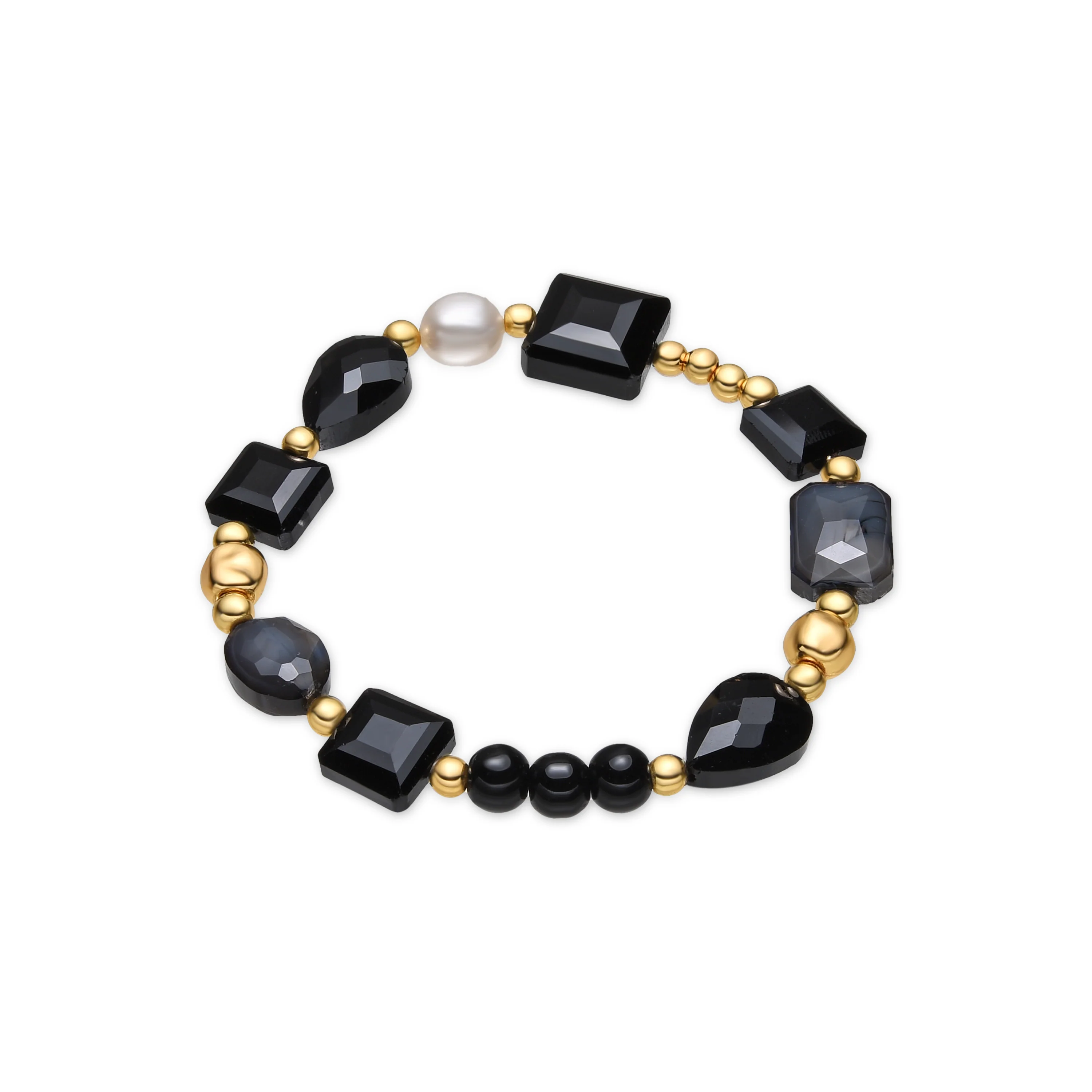 Pulsera con Resina Negra acabado oro 18k - Nyste