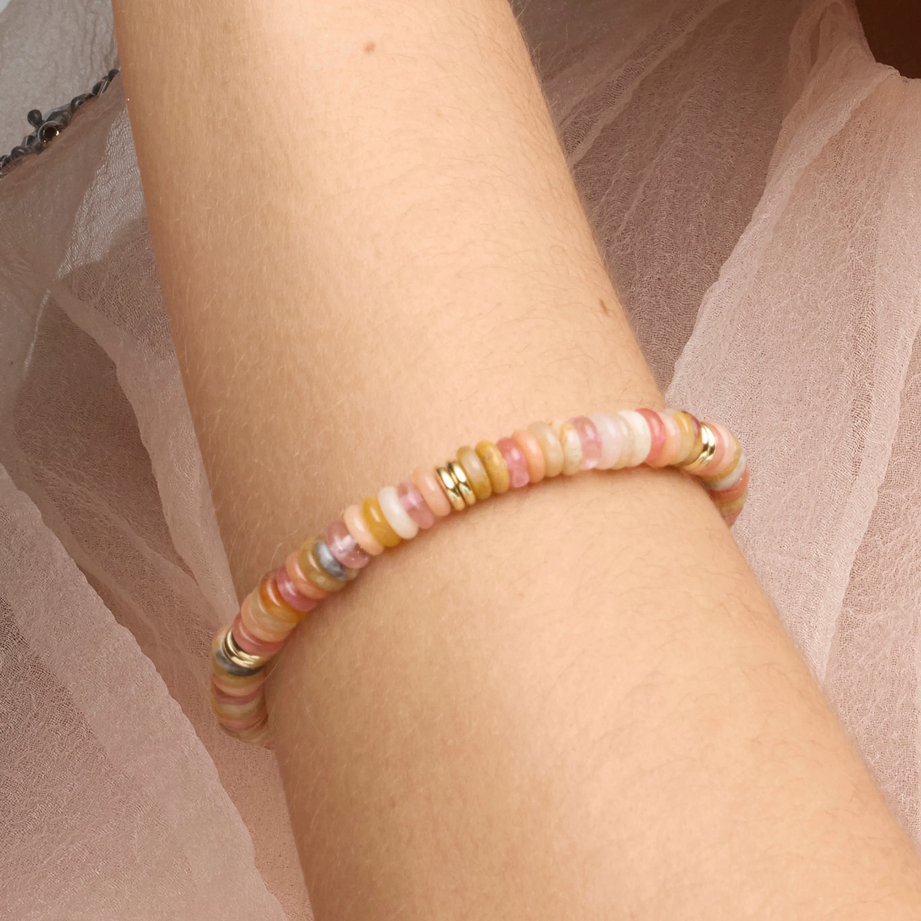 Pulsera acabado oro amarillo de 18k y Multicolor Piedra Natural - Onisu - Image 3