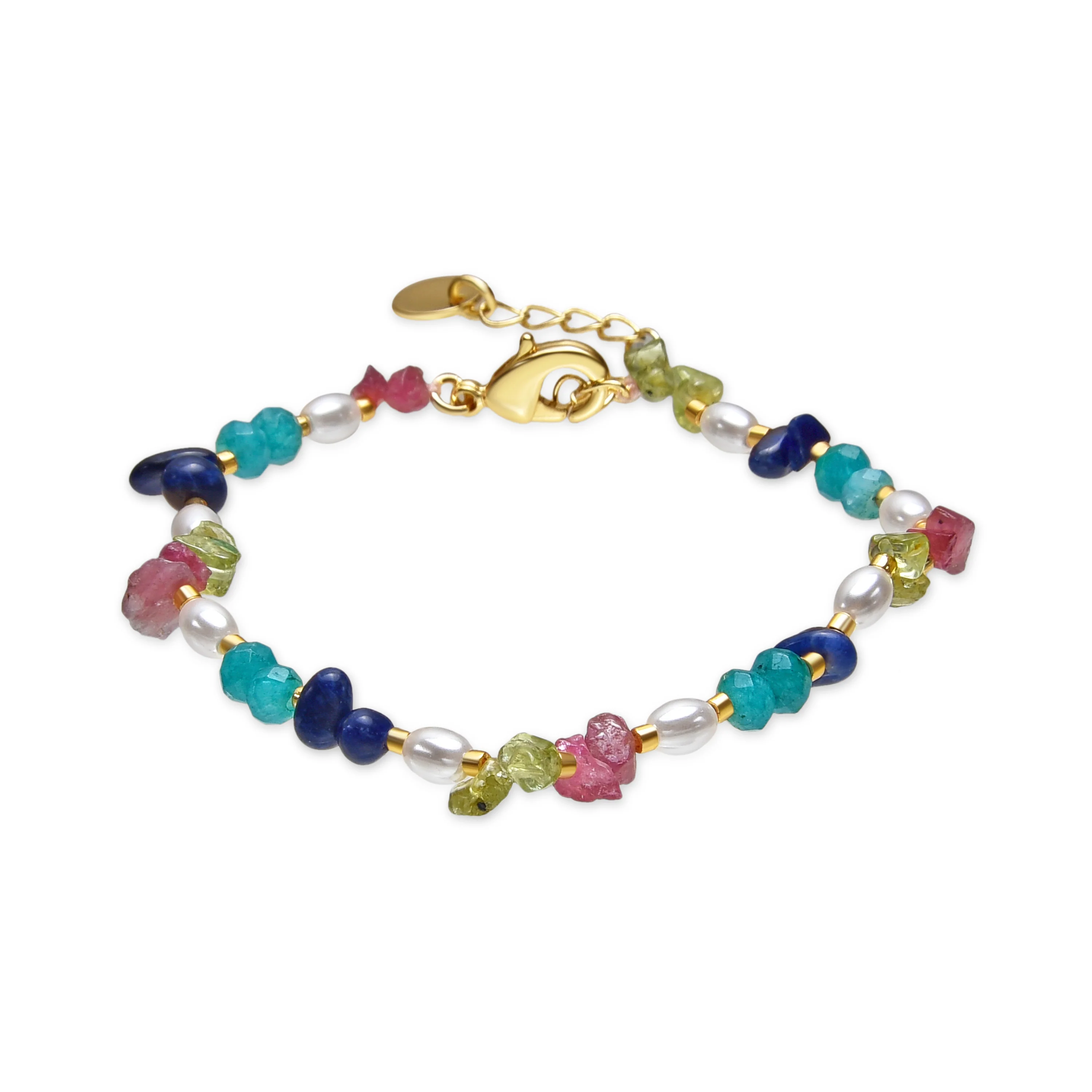 Pulsera acabado oro amarillo de 18k y Multicolor Piedra Natural - Onisu