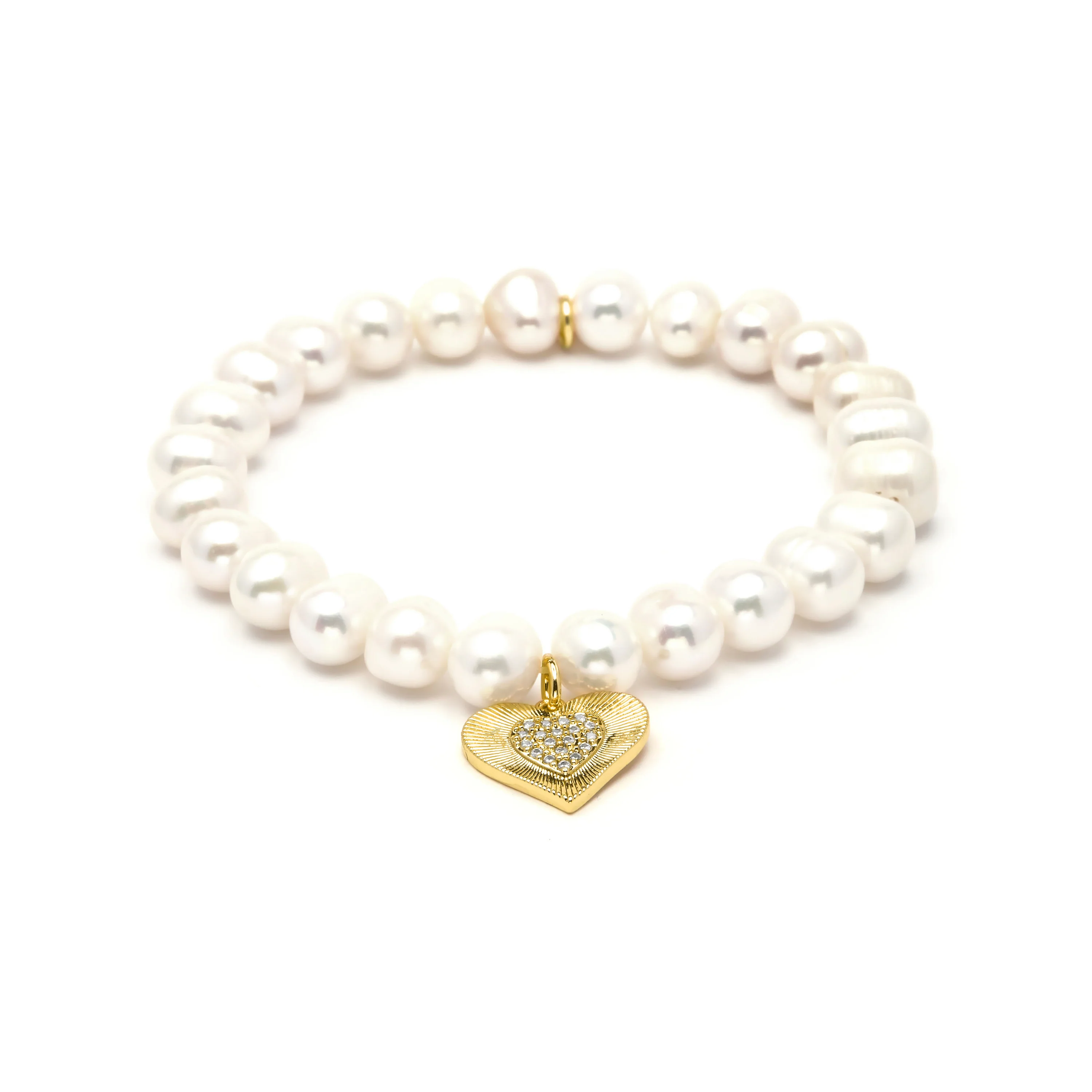 Pulsera de Plata de Ley 925 y Perla Blanca acabado en oro amarillo 18k - Ramiya