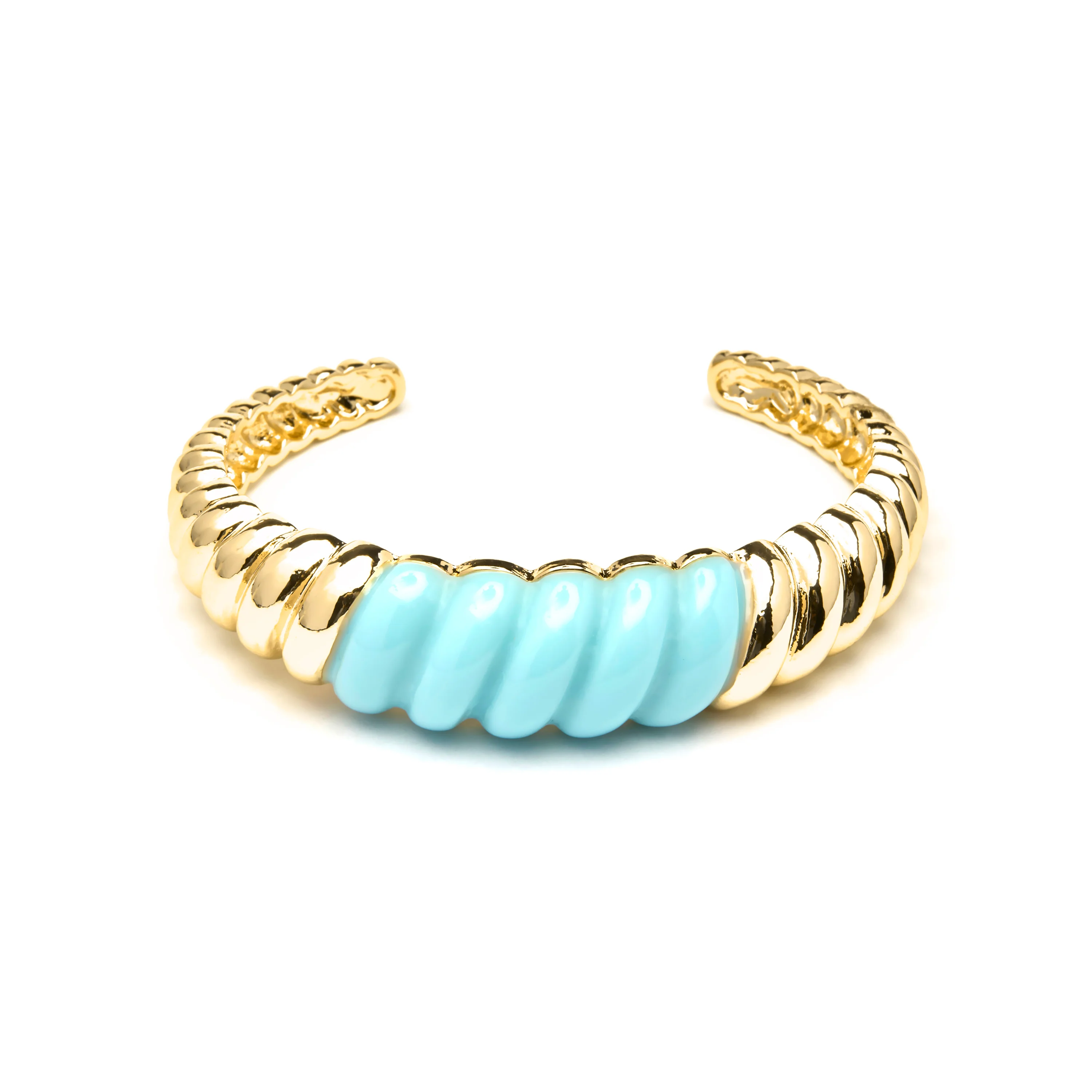 Pulsera acabado oro amarillo de 18k y Resina Azul - Rawil - Image 3