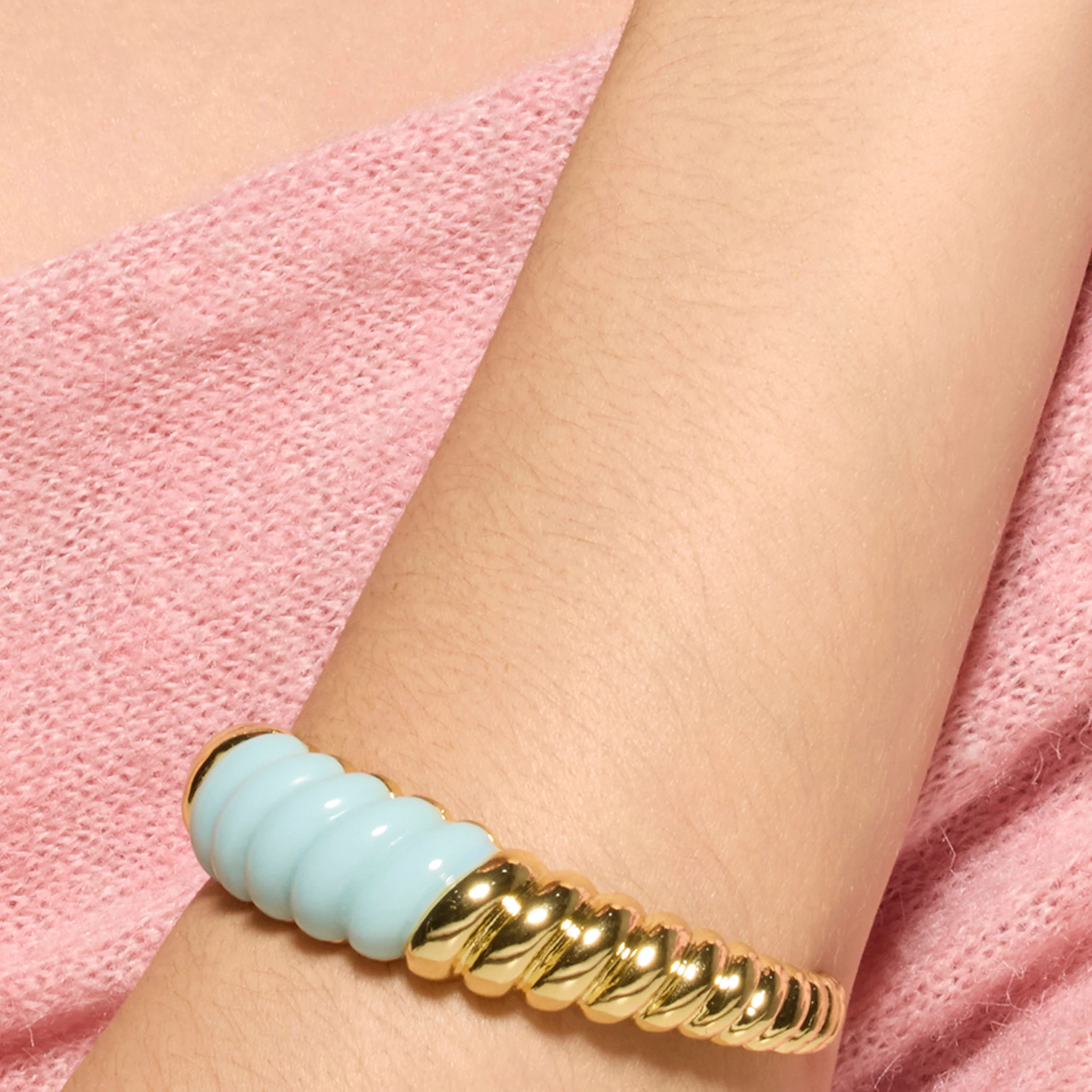 Pulsera acabado oro amarillo de 18k y Resina Azul - Rawil - Image 4