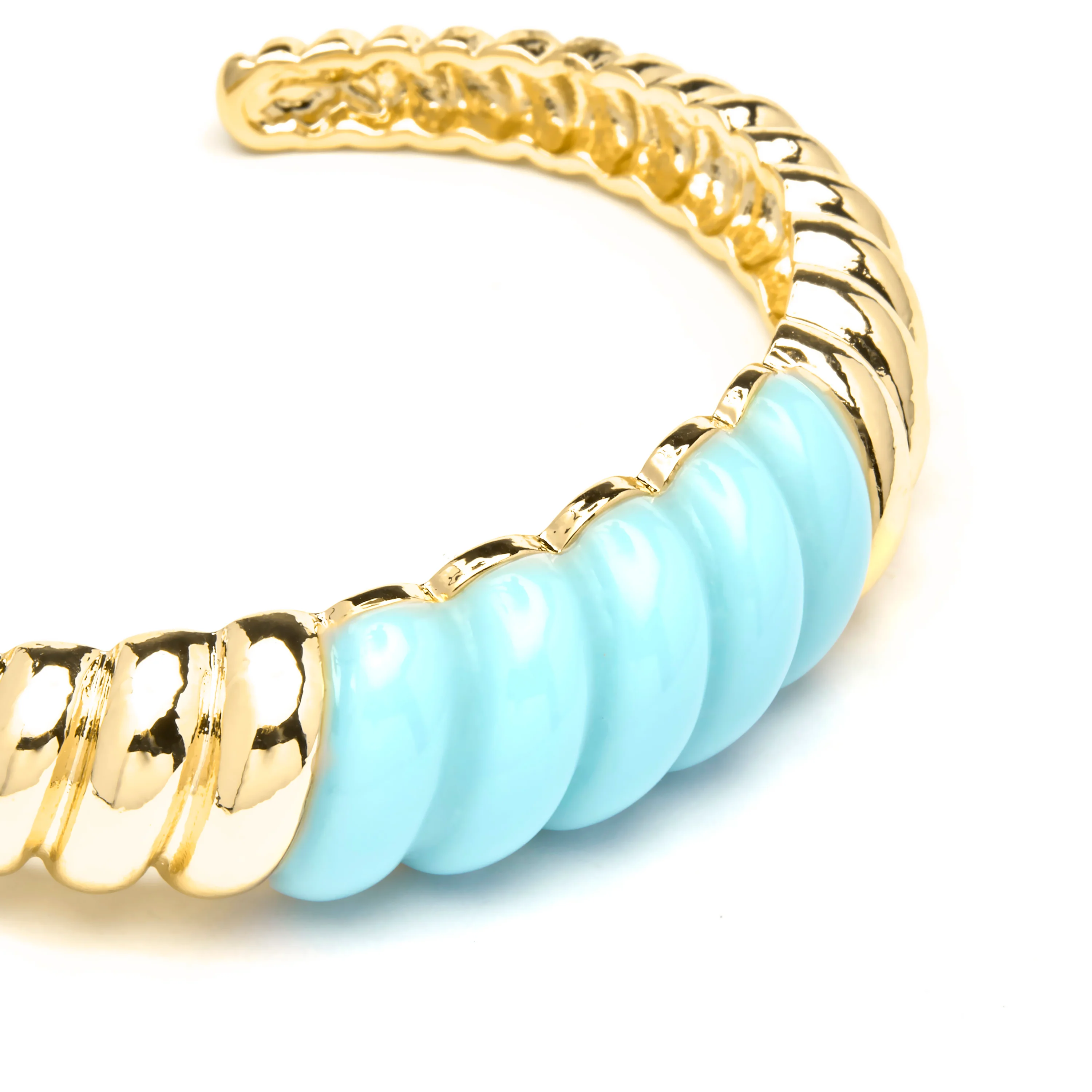 Pulsera acabado oro amarillo de 18k y Resina Azul - Rawil - Image 5