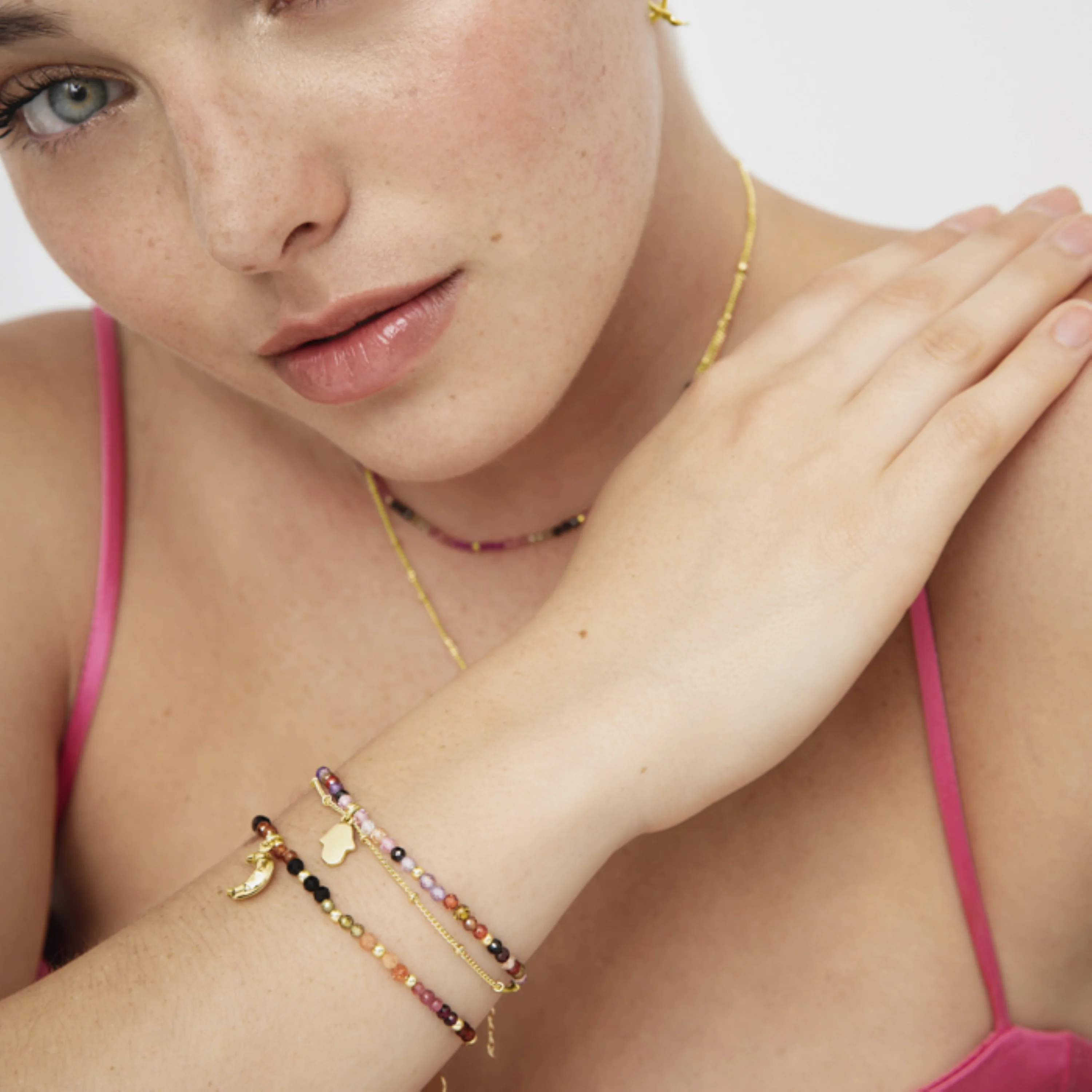 Pulsera de Cristal Multicolor acabada en oro amarillo 18K - Raxsu - Image 2